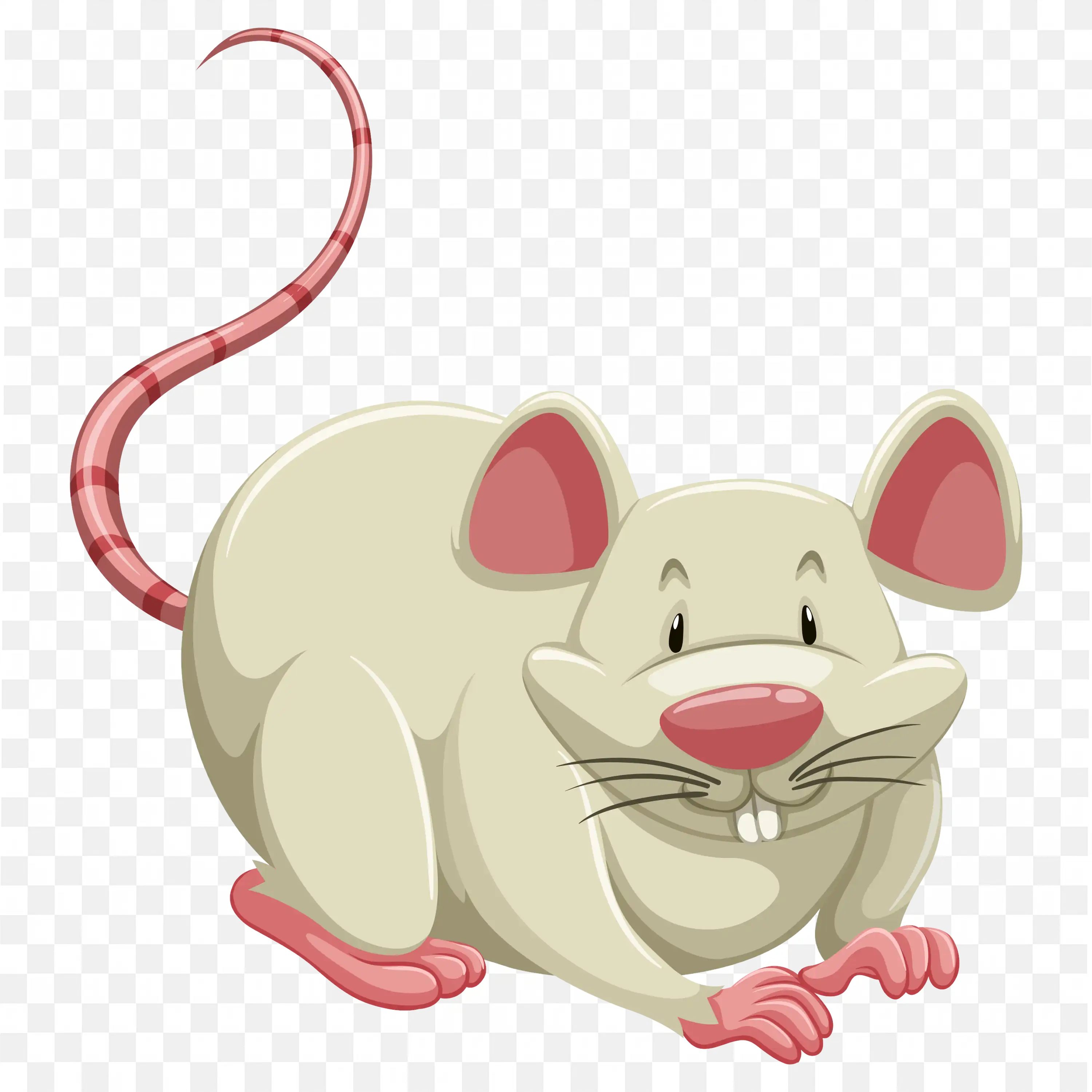 Cartoon White Mouse with Pink Nose Smiling PNG Art Download