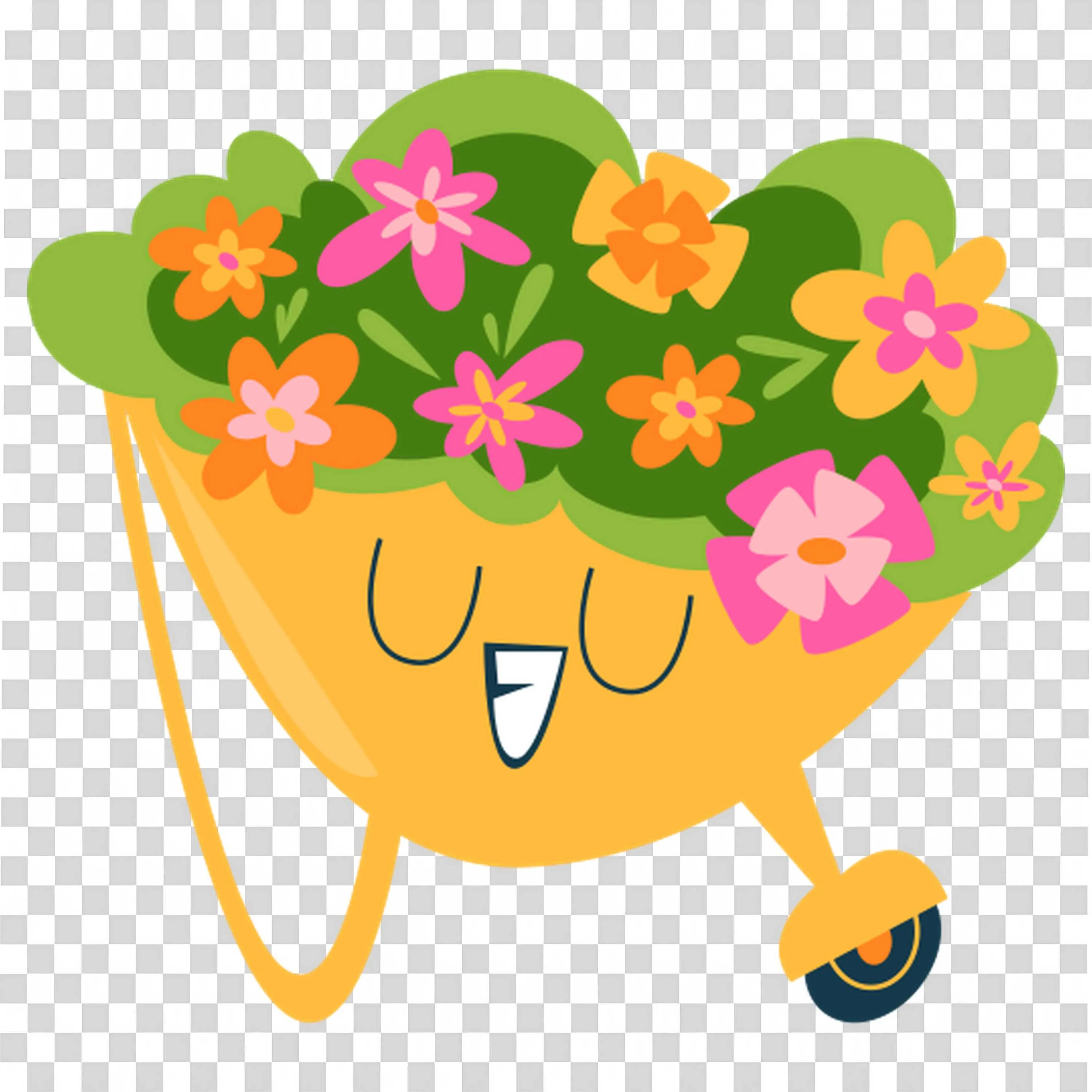 Cartoon Yellow Teapot Wearing a Crown Of Flowers Free PNG