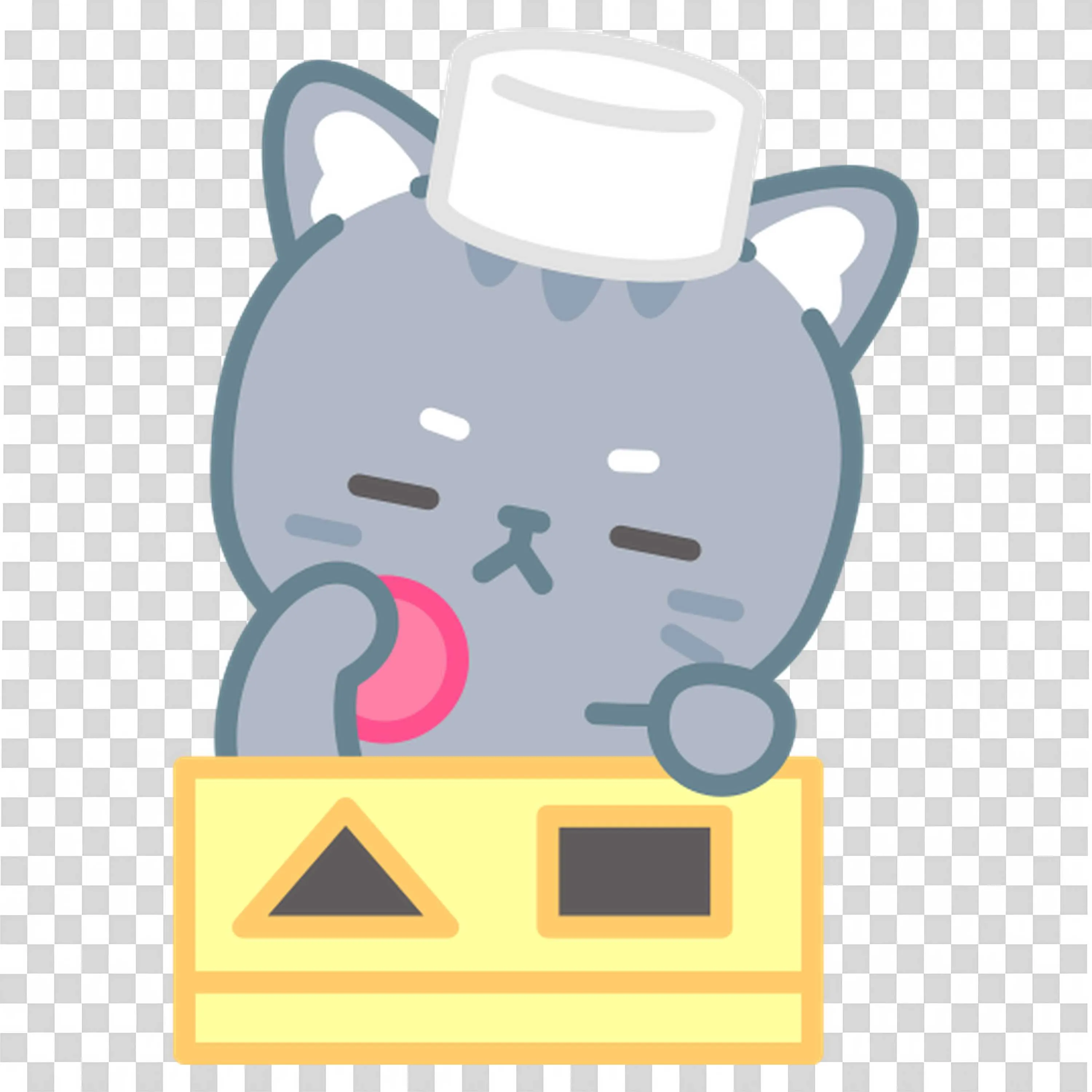 Cat Holding Shapes with a SAIlor Hat and Friendly Expression