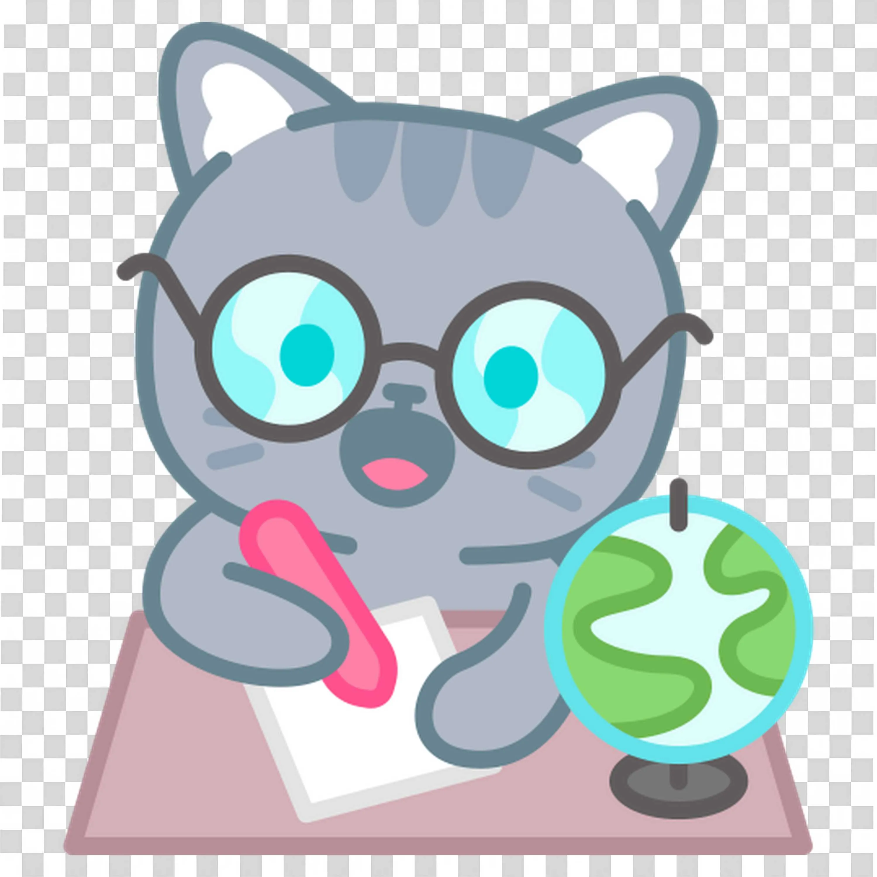 Cat in Glasses Teaches Planet Earth with Care Free Png