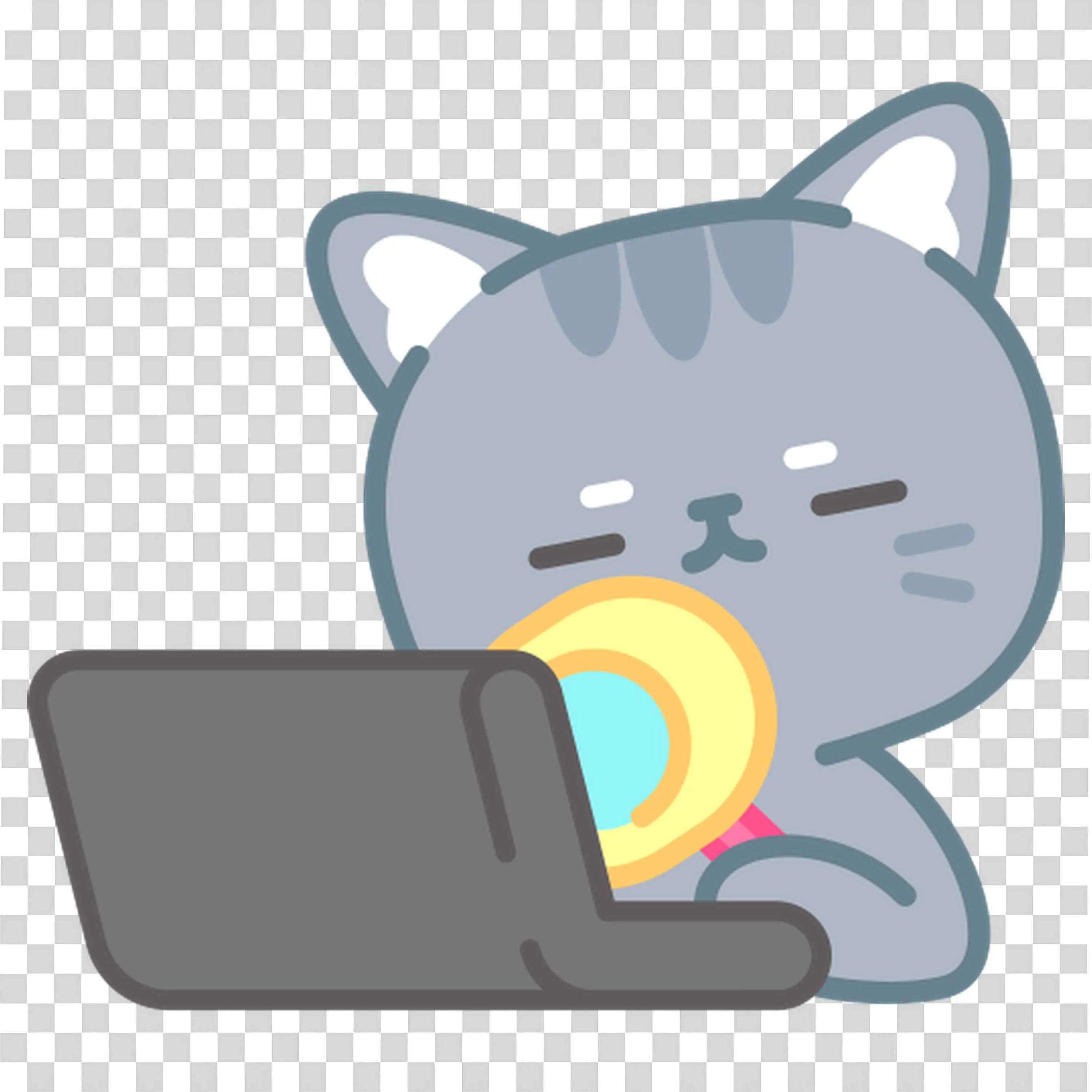 Cat with Laptop Shows Remote and Fun Learning Style