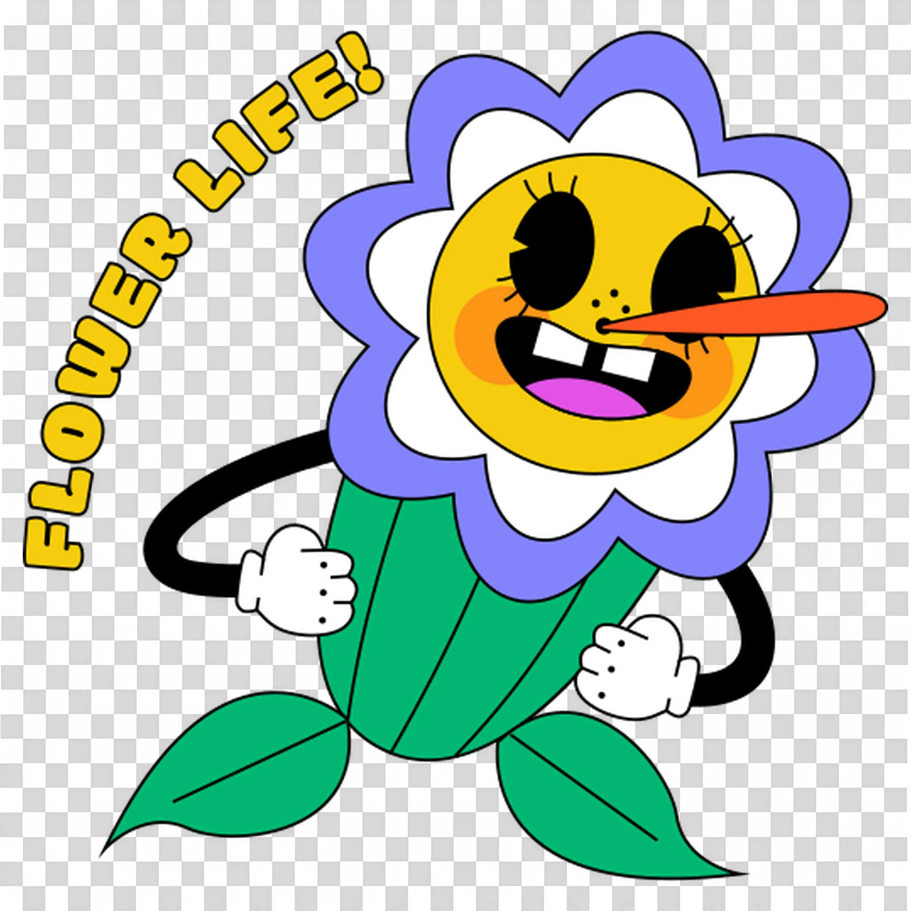 Cheerful Cartoon Flower with Sunglasses and Text Design