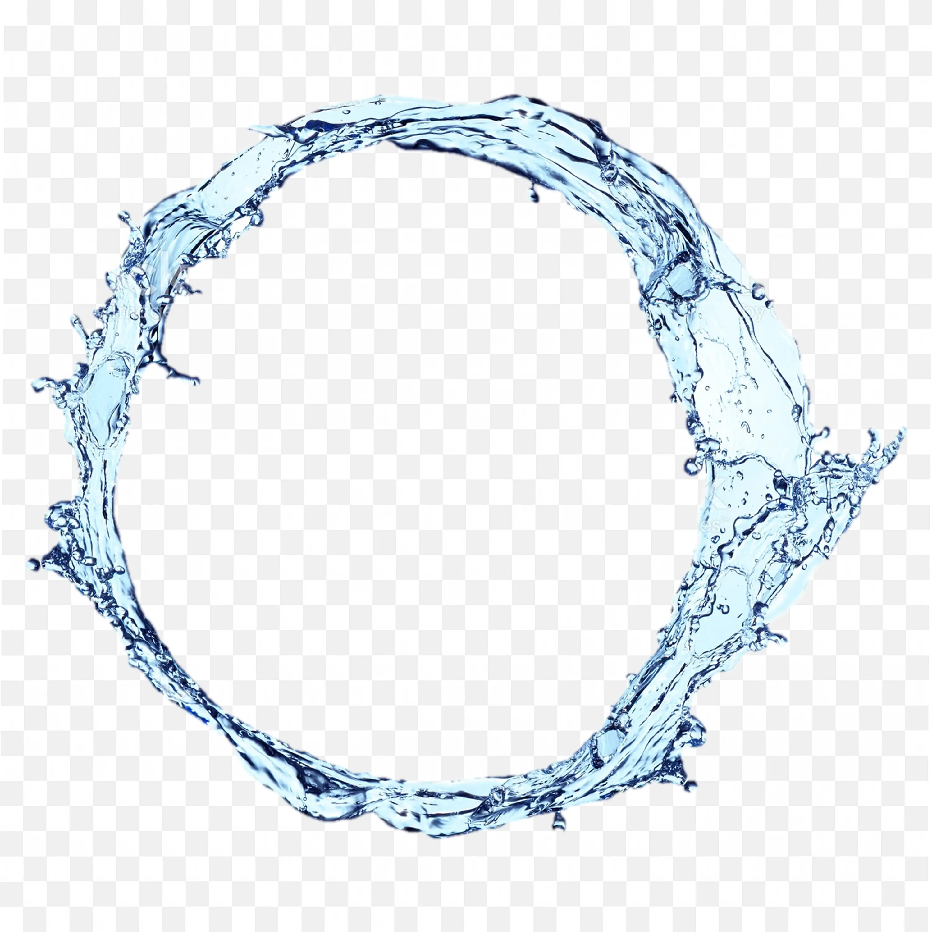Circular Water Splash Ring Transparent Blue PNG