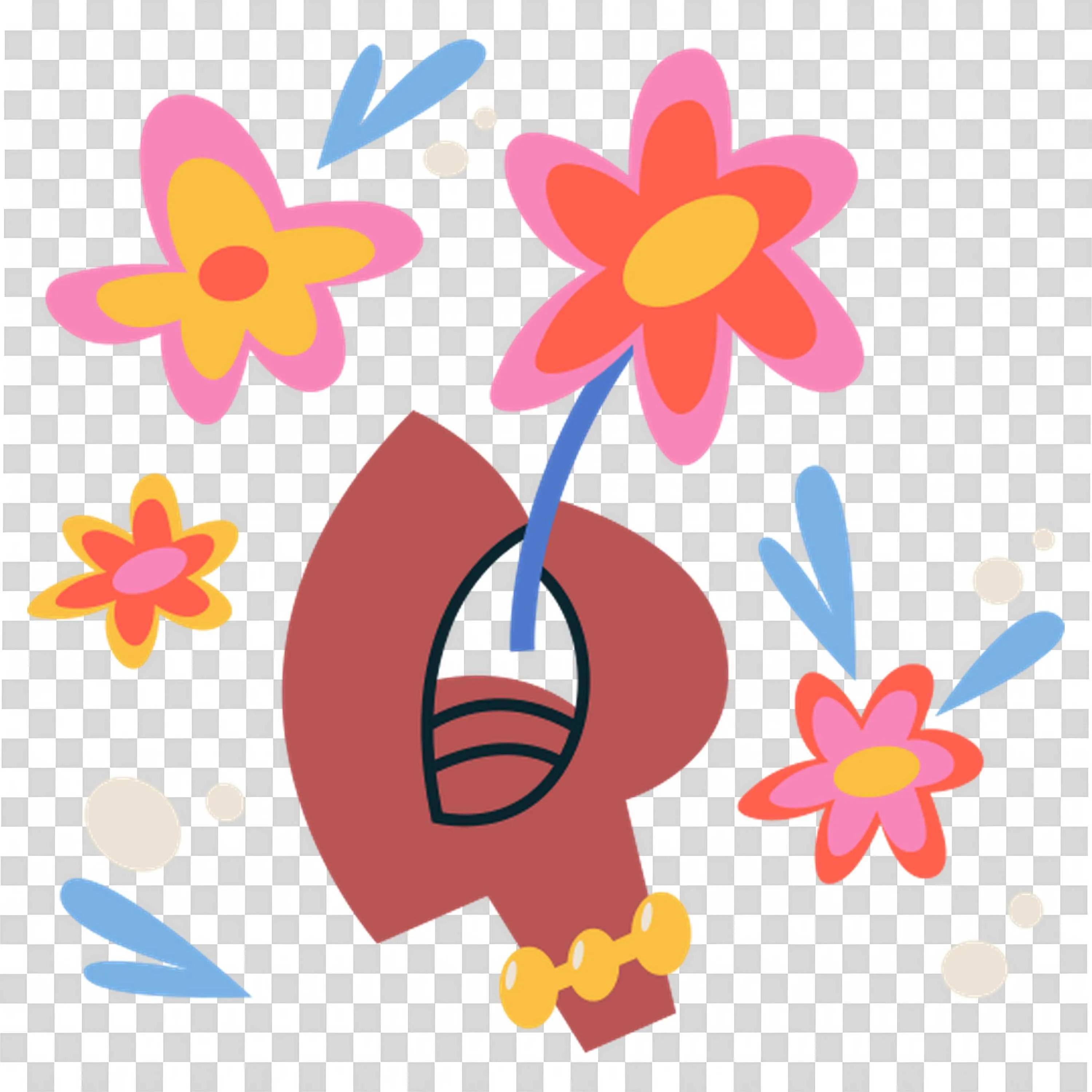 Colorful Flowers with Bright Butterflies Flying Around Happy