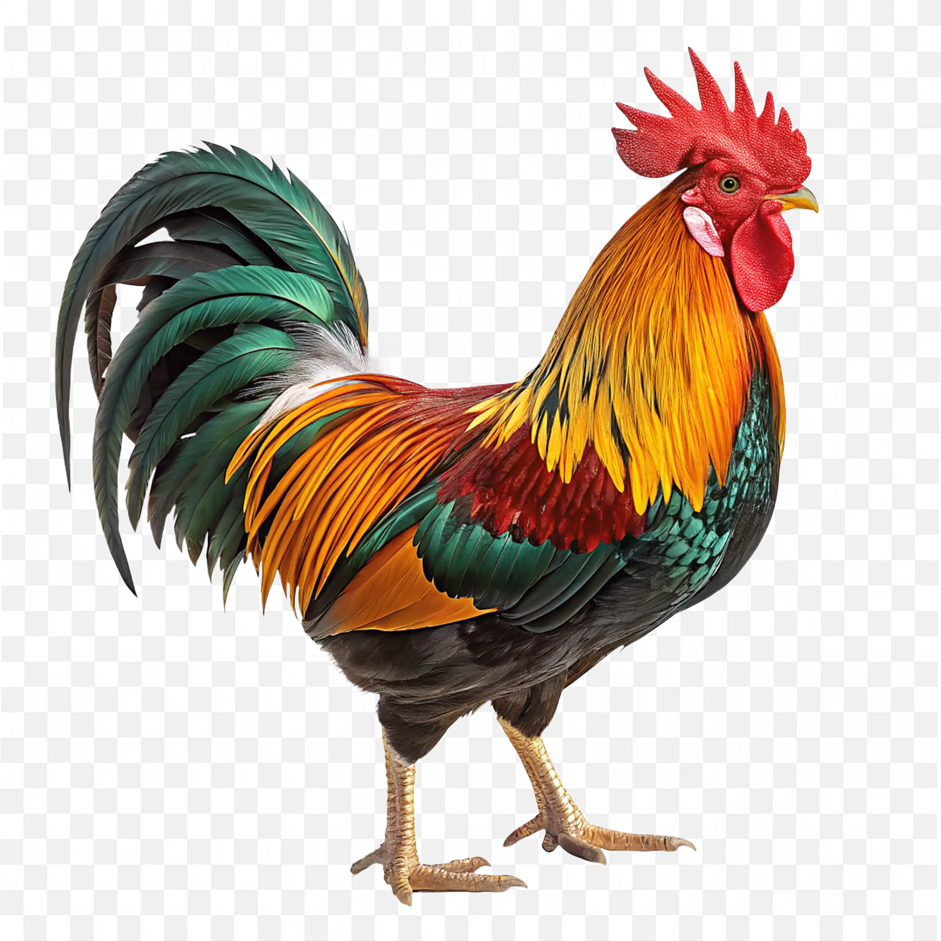 Colorful Rooster PNG Realistic Farm Animal Wildlife Art