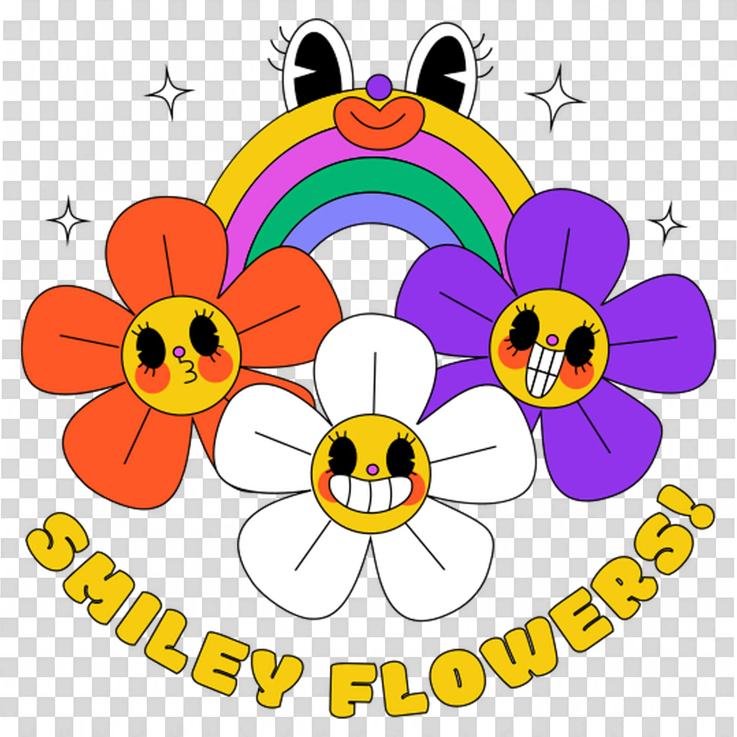 Colorful Smiley Flowers Bring Pure Happiness Free PNG