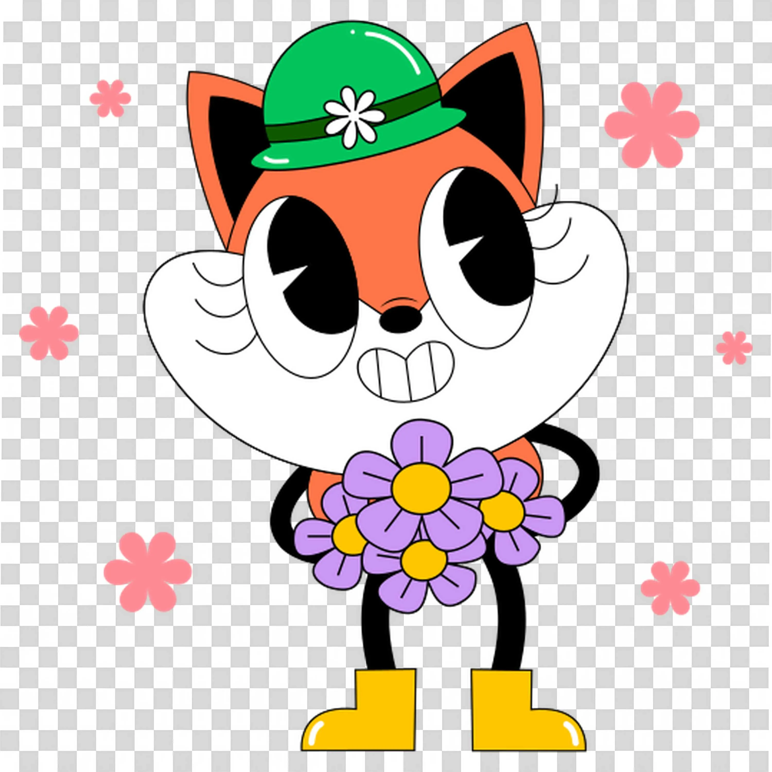 Cool Cat Holding Flower Shares Kind Vibes Free PNGDownload