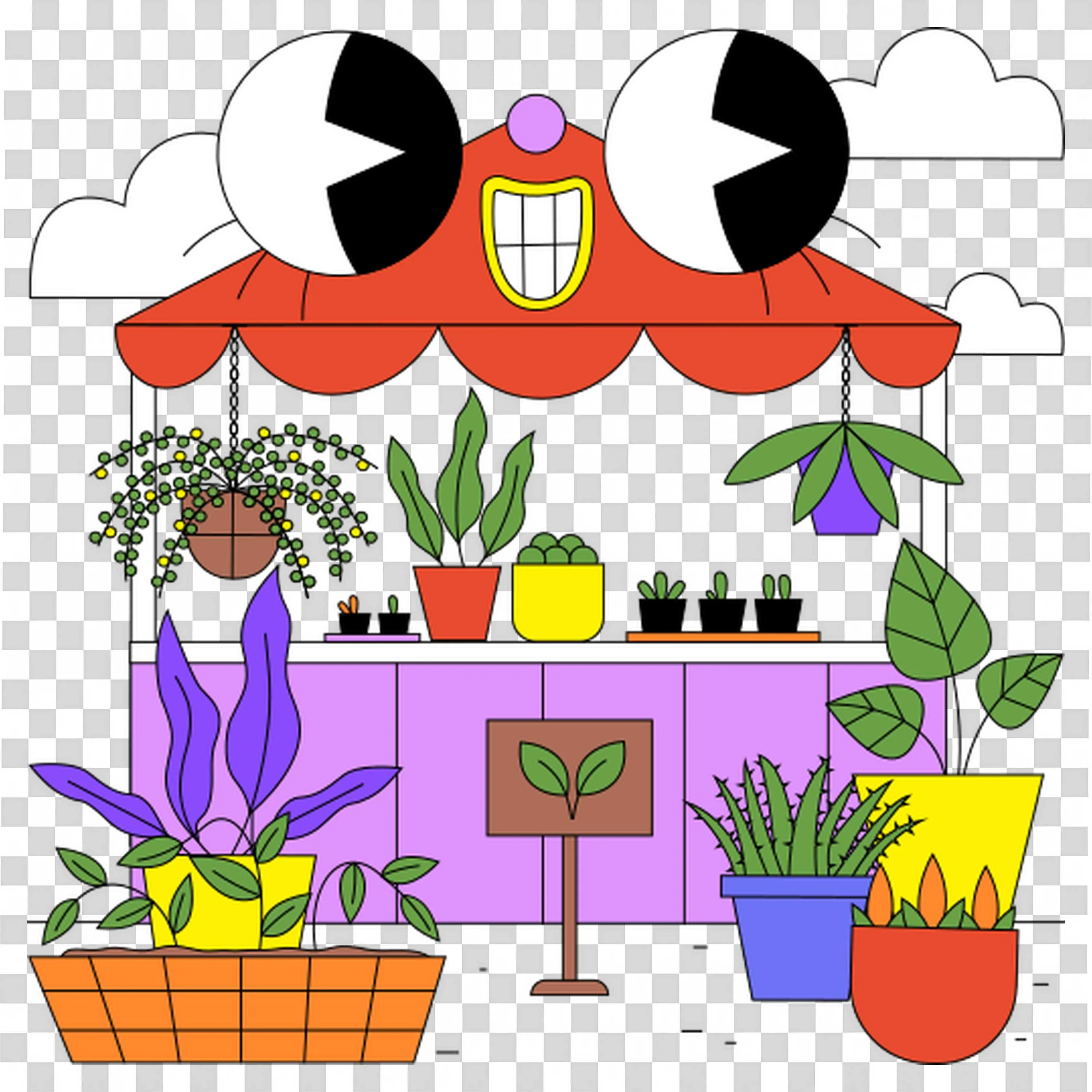 Cozy Flower Shop with Colorful Plants and Happy Smile