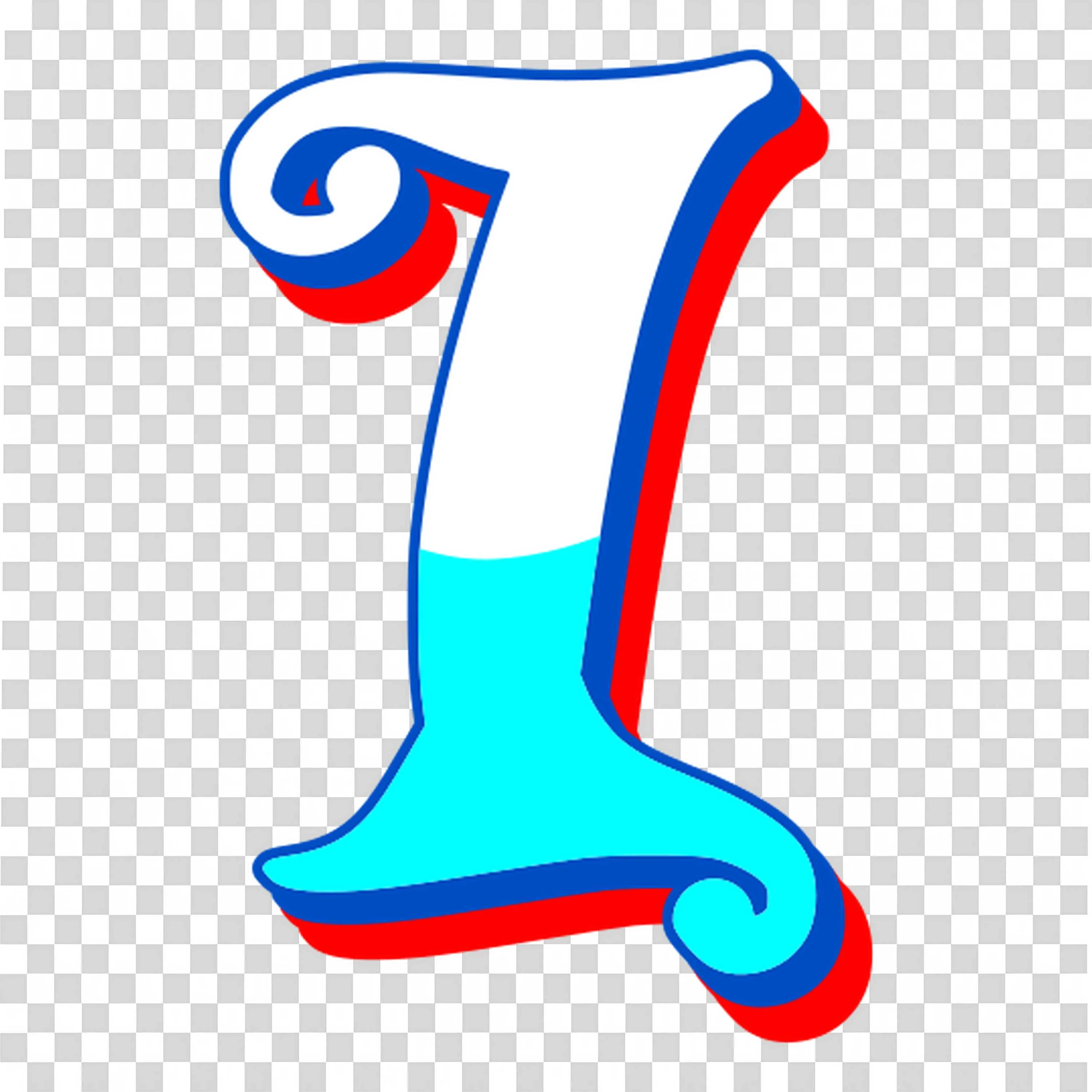 Cursive-Style Letter L with Gradient Blue and Red Line Design