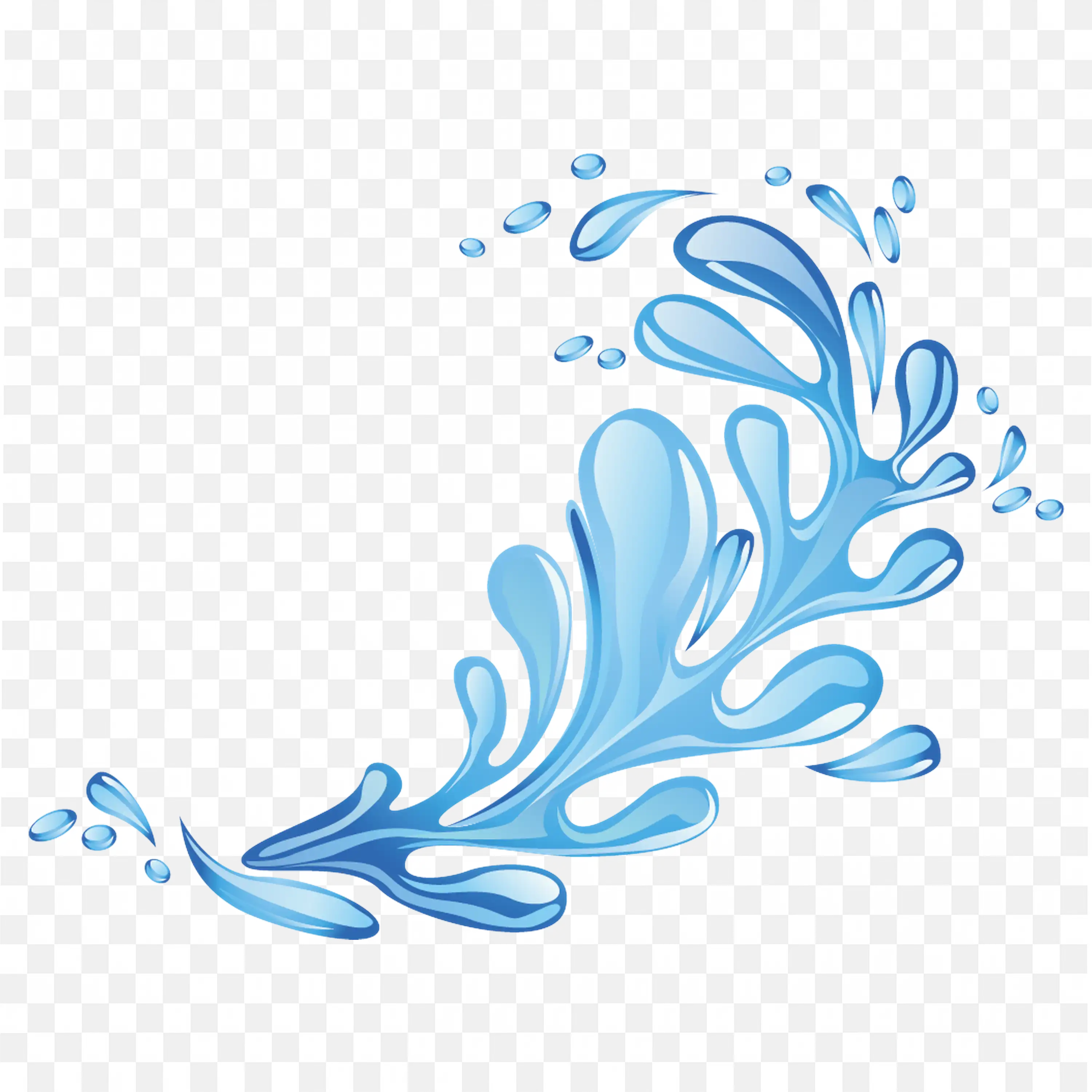 Curved Water Splash Light Blue Drops Stock Illustration PNG