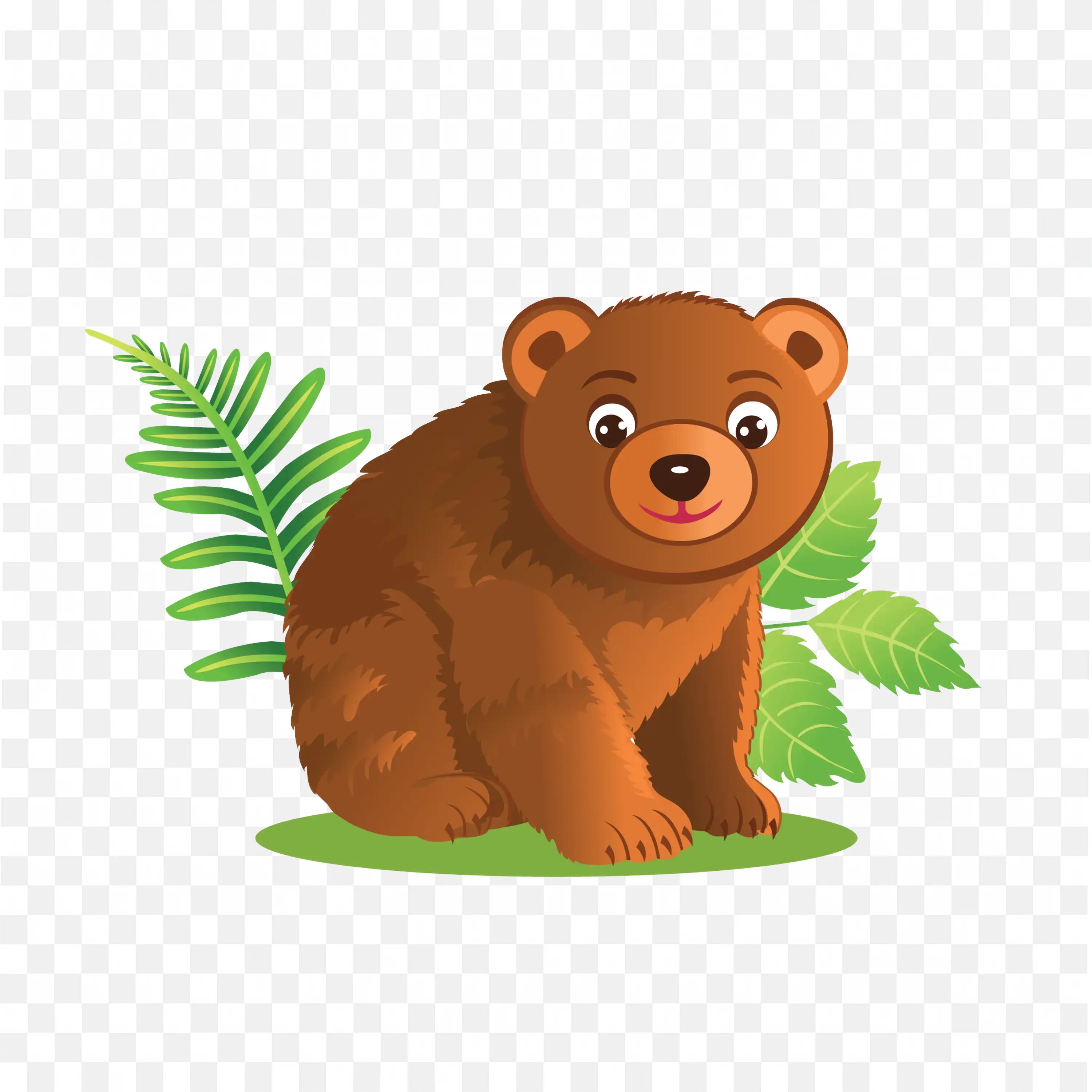 Cute Bear PNG Sitting Brown Cartoon Forest Animal