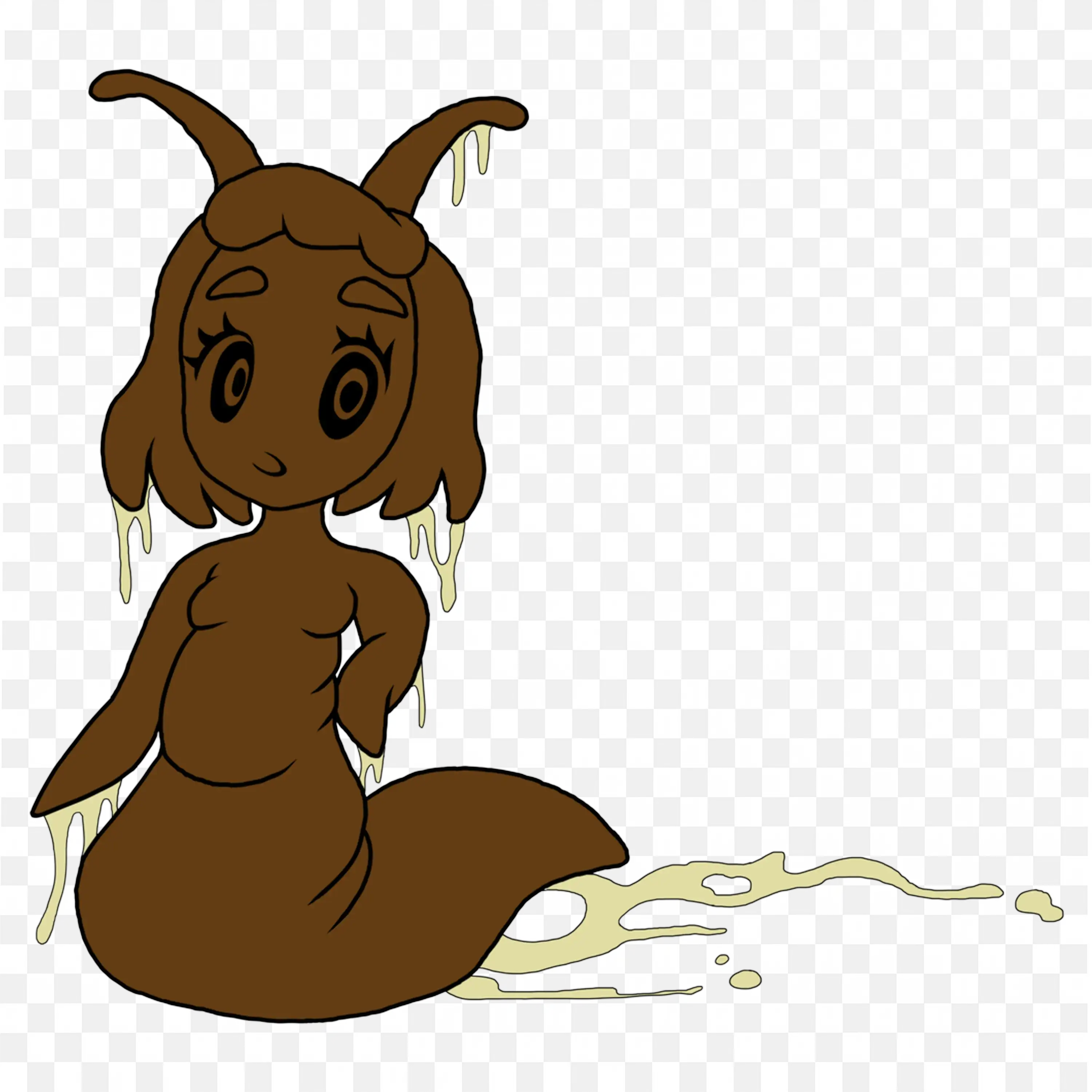 Cute Brown Cartoon Slug with Big Eyes Transparent PNG