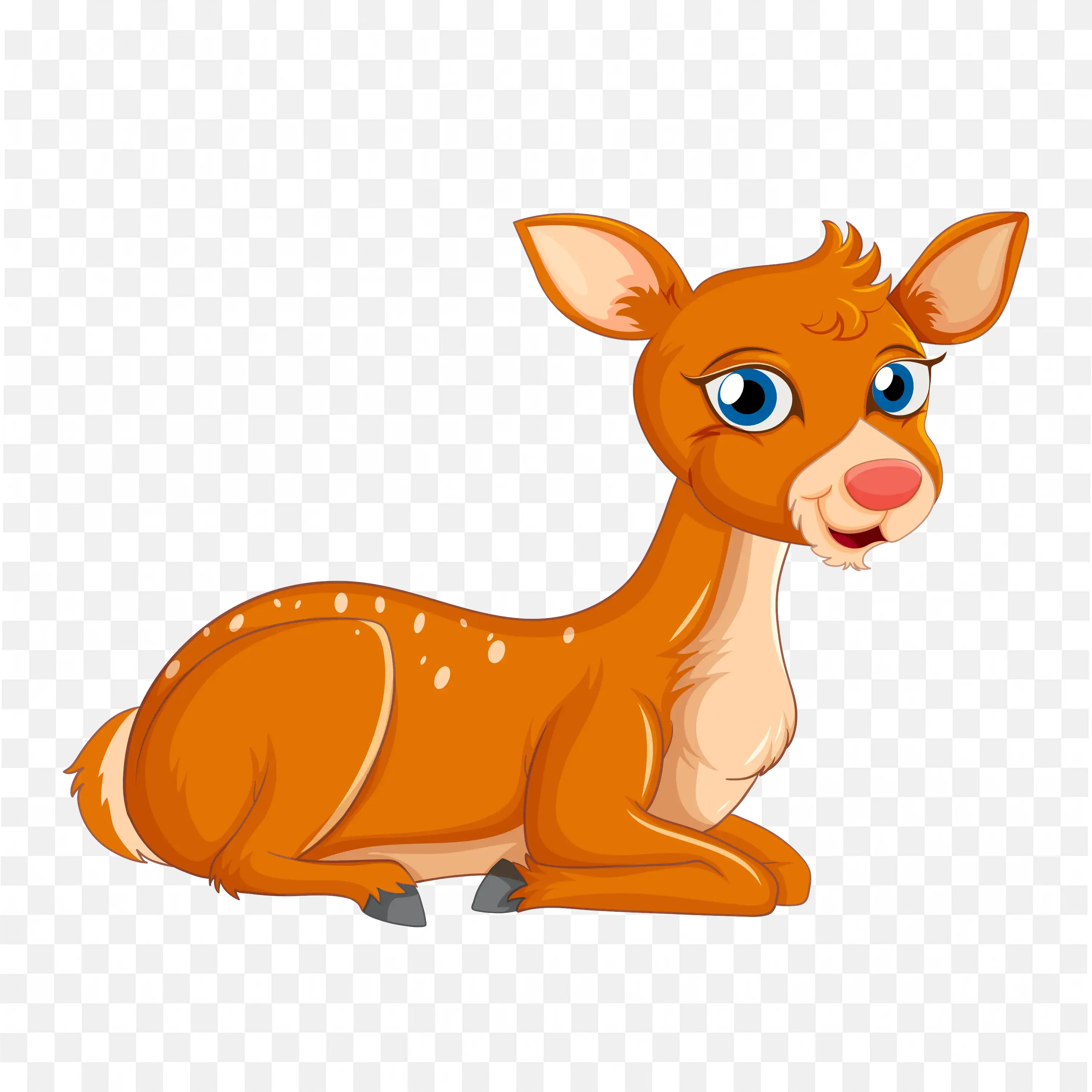 Cute Cartoon Fawn Clip Art Sitting Deer Nature Animal Art