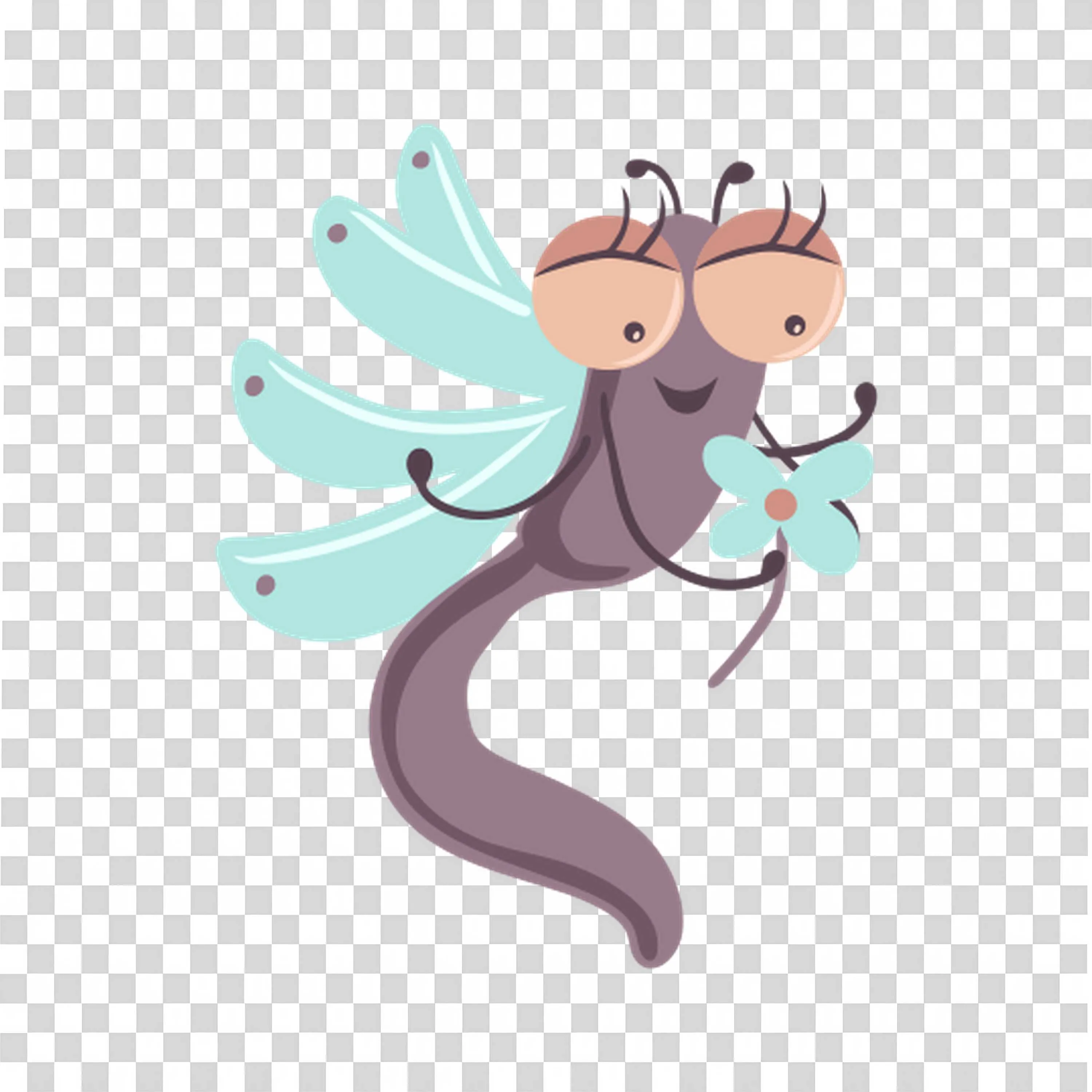 Cute Dragonfly Flying with Sparkles Background PNG