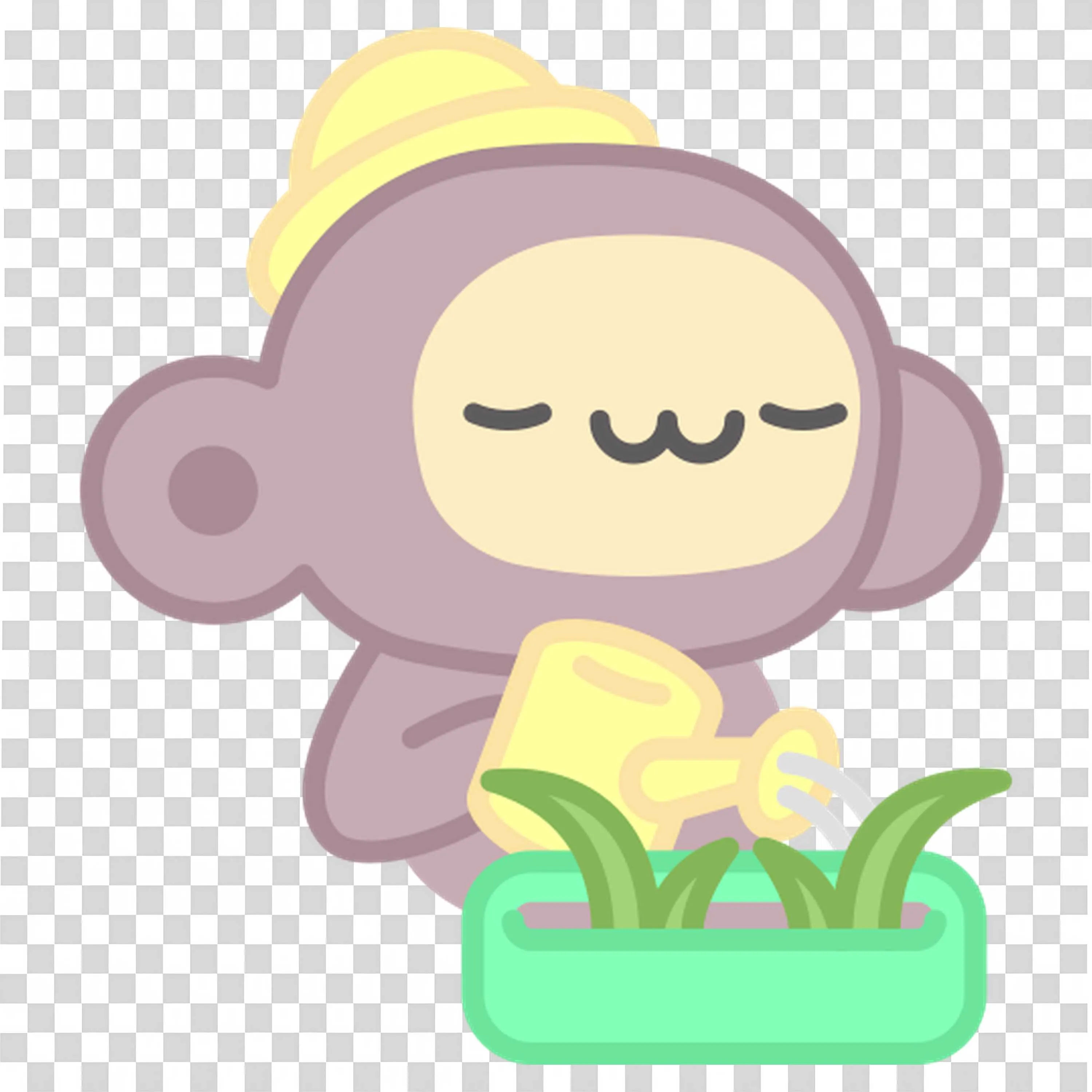 Cute Monkey Sitting on Grass Holding a Yellow Banana