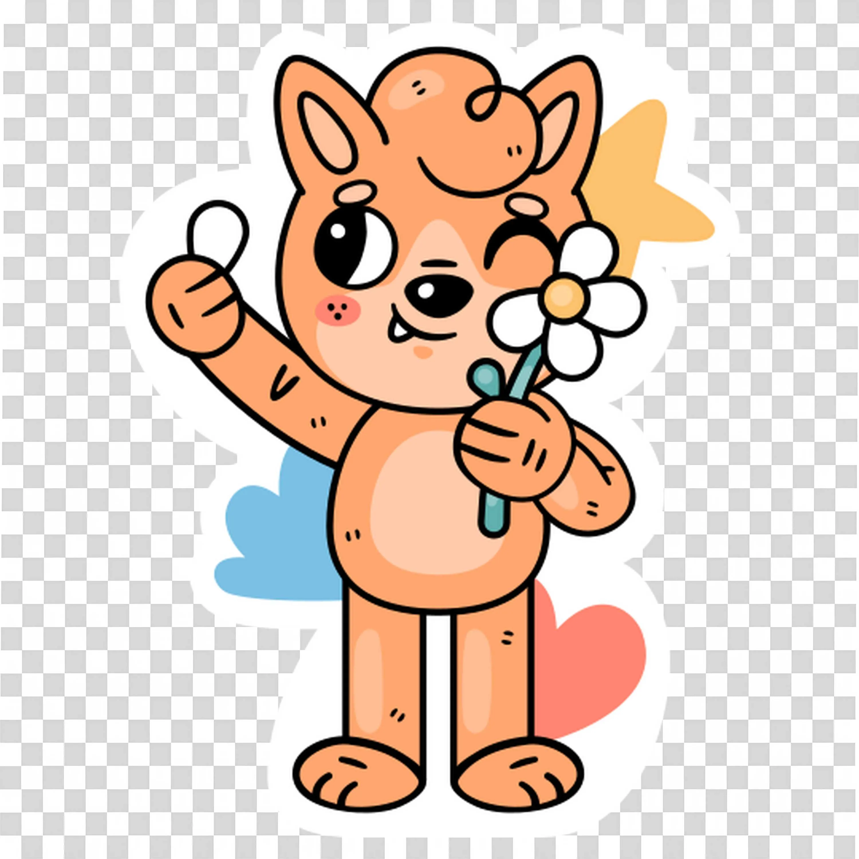 Cute Tiger Waving Hand with Big Eyes and Smile Free PNG