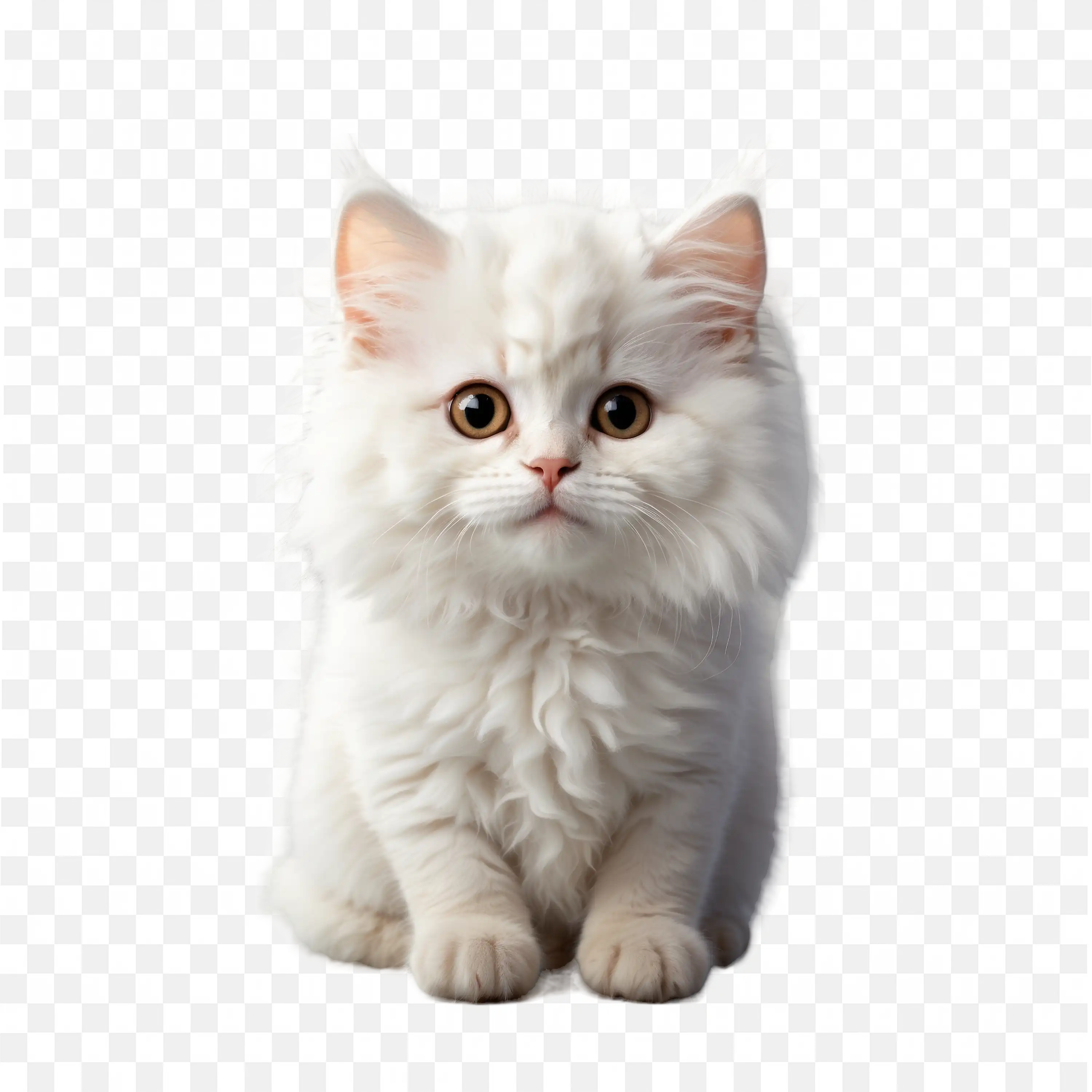 Cute White Kitten Sitting in Alert Pose PNG Art Download