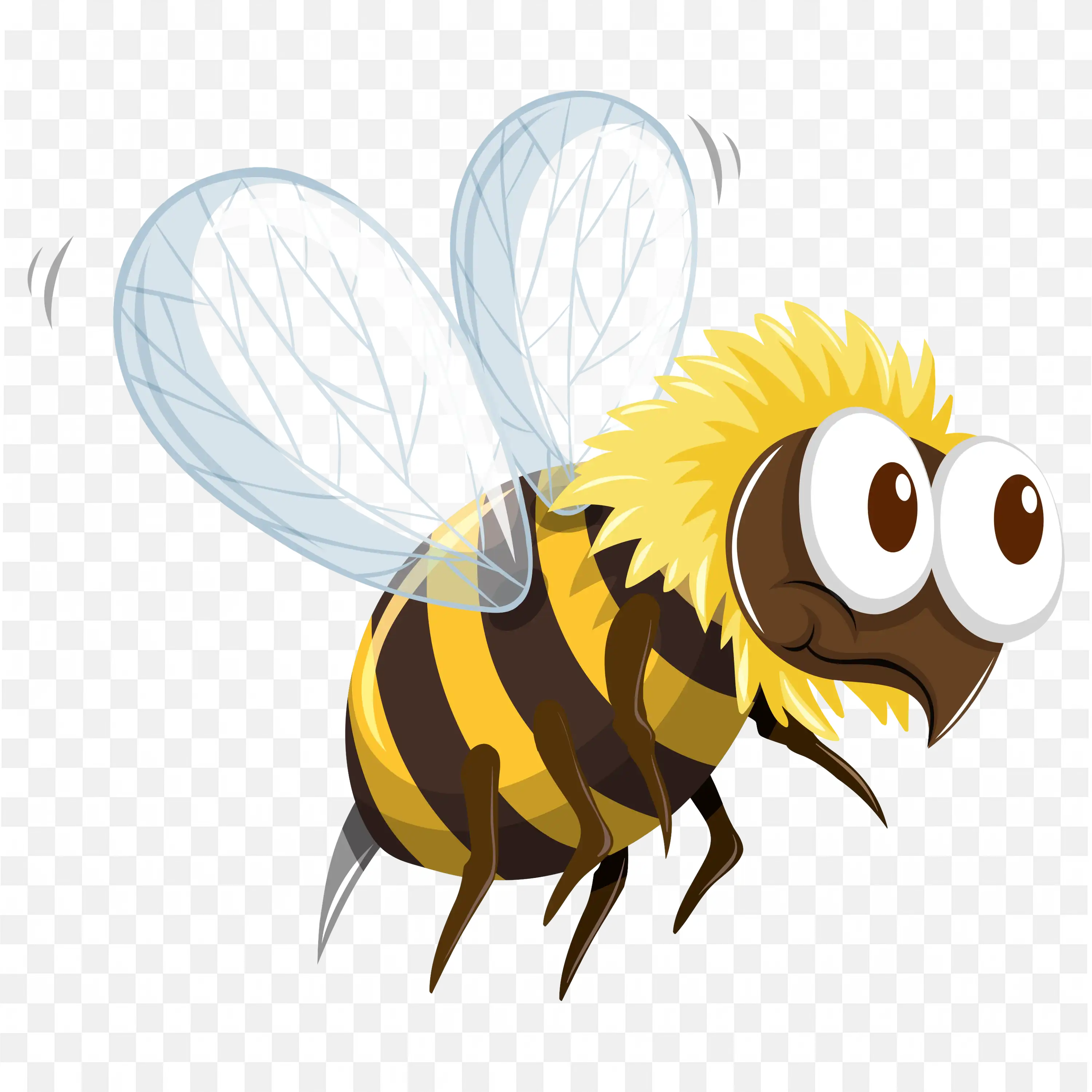 Cute Yellow Bee Flying with Wings PNG Clipart Art
