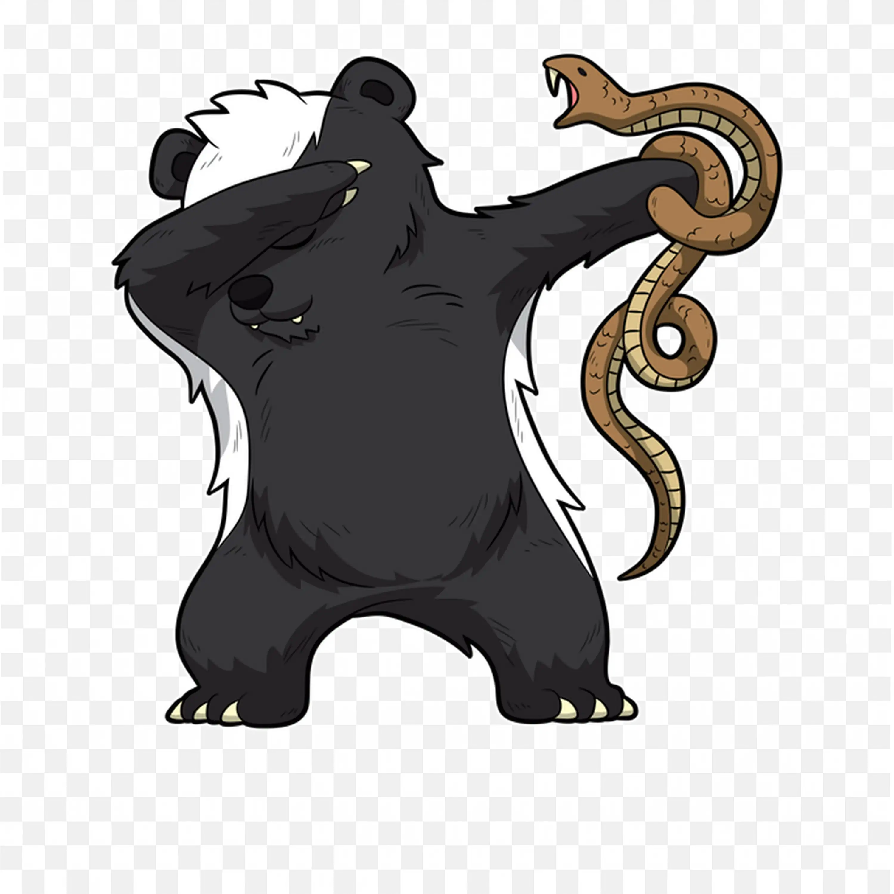 Dabbing Honey Badger with Snake Funny Animal Illustration