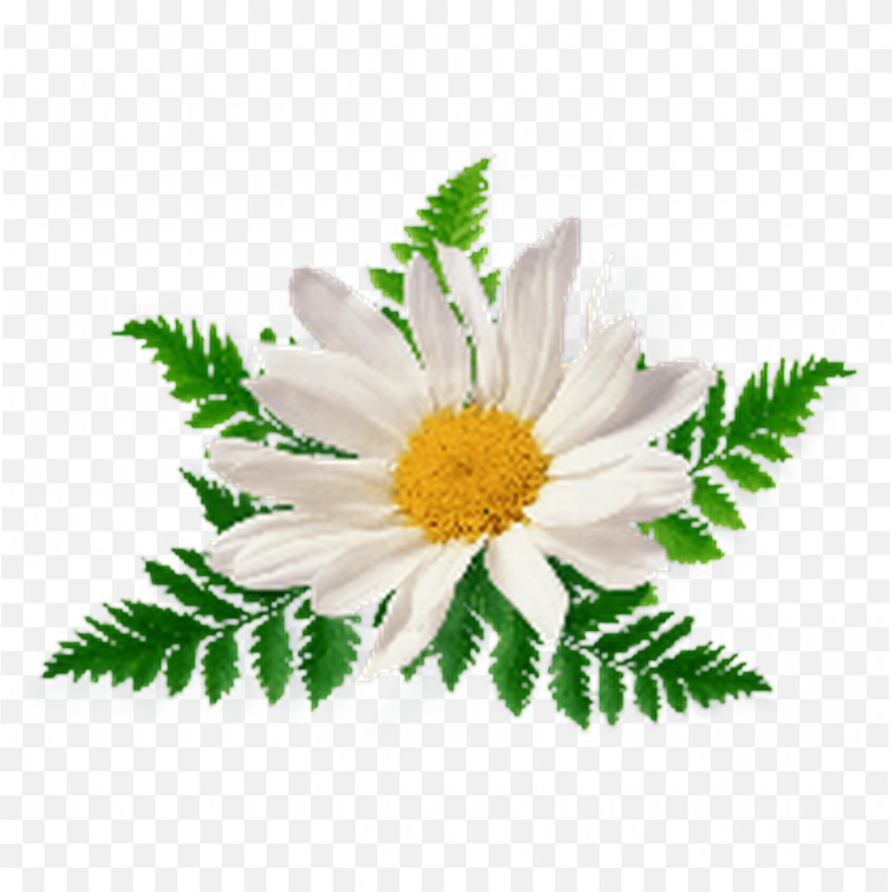 Daisy with Fern Leaves Beautiful Floral Clipart Design