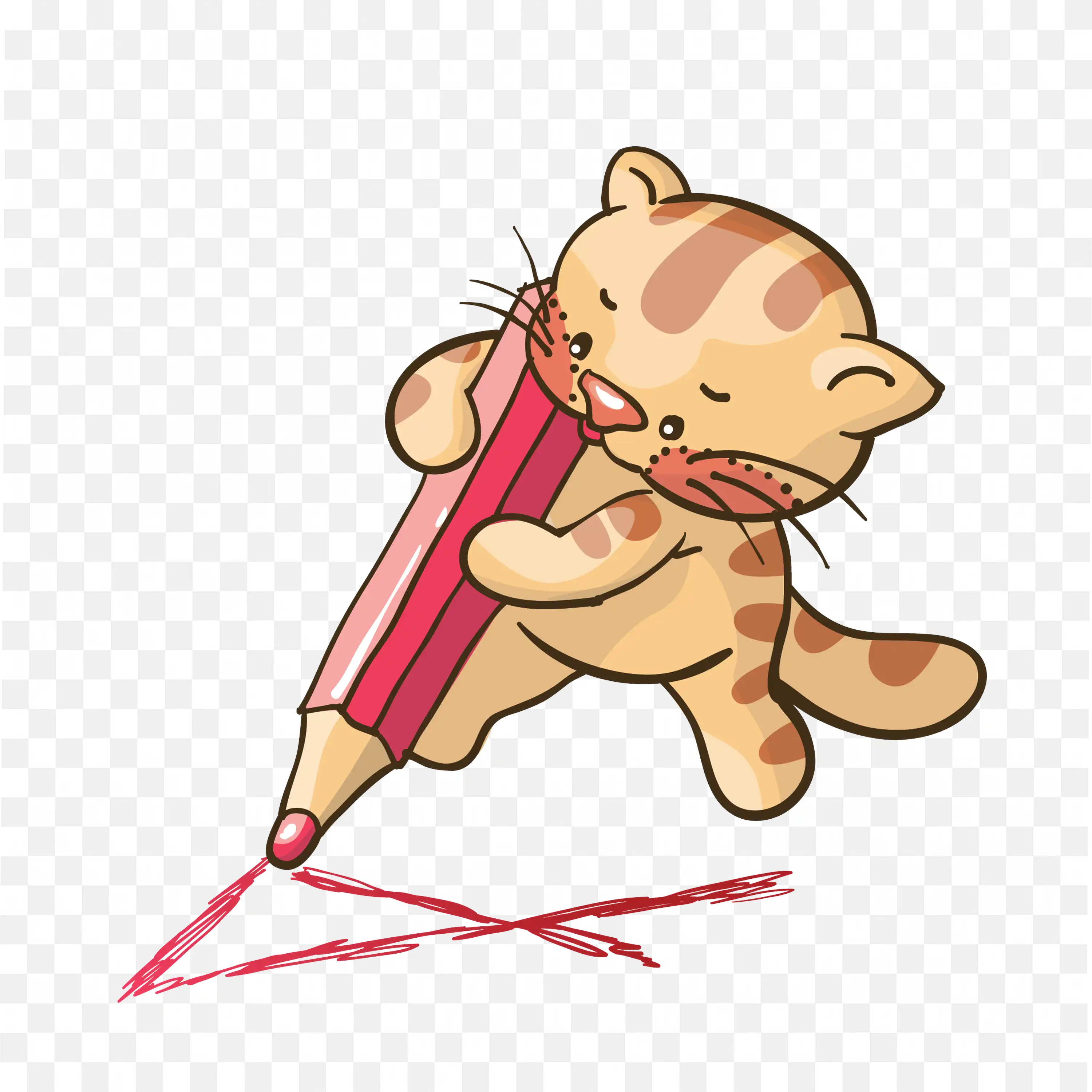 Dancing Cat PNG Happy Cartoon Kitty with Scarf Clipart