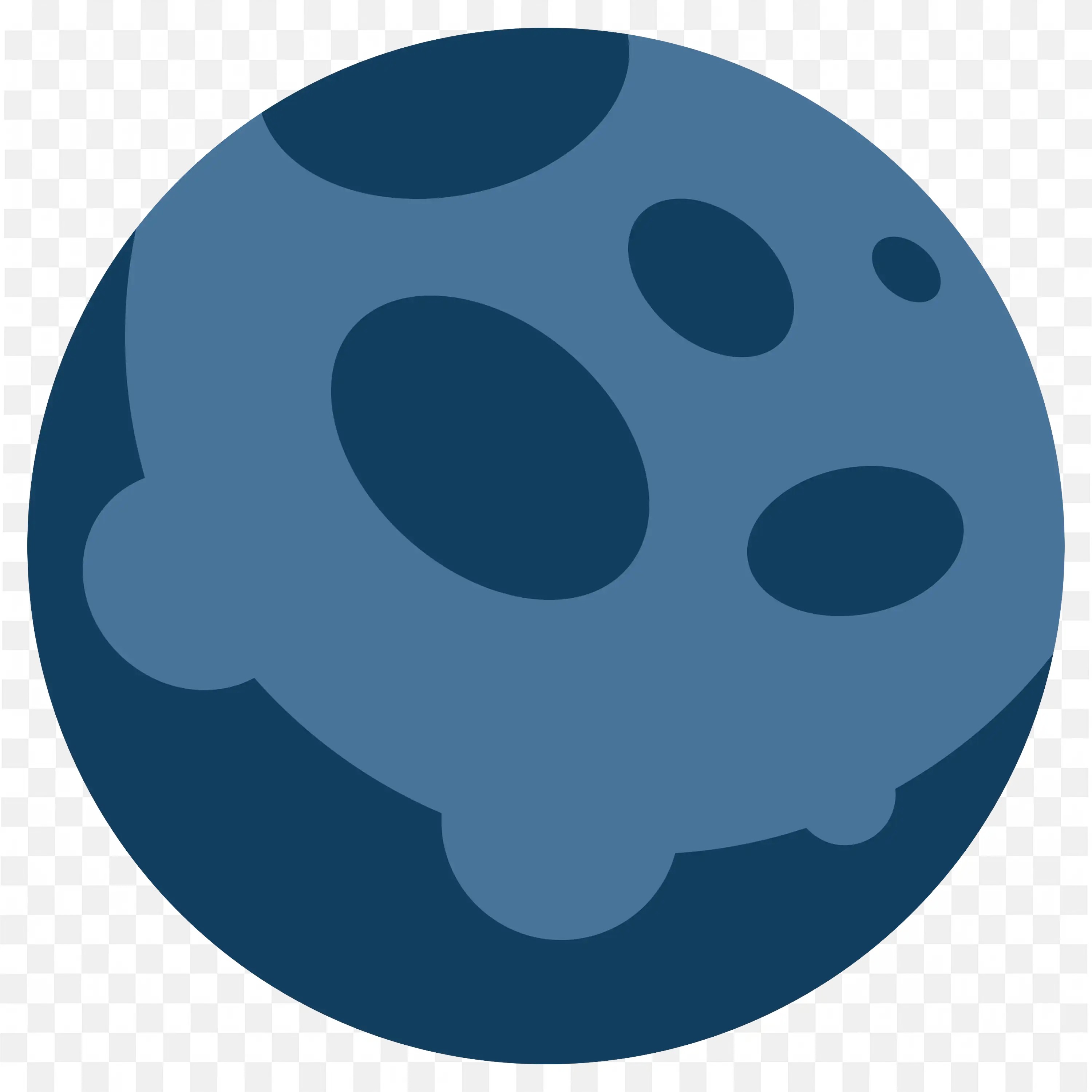 Dark Blue Planet with Craters PNG Astronomy Clipart