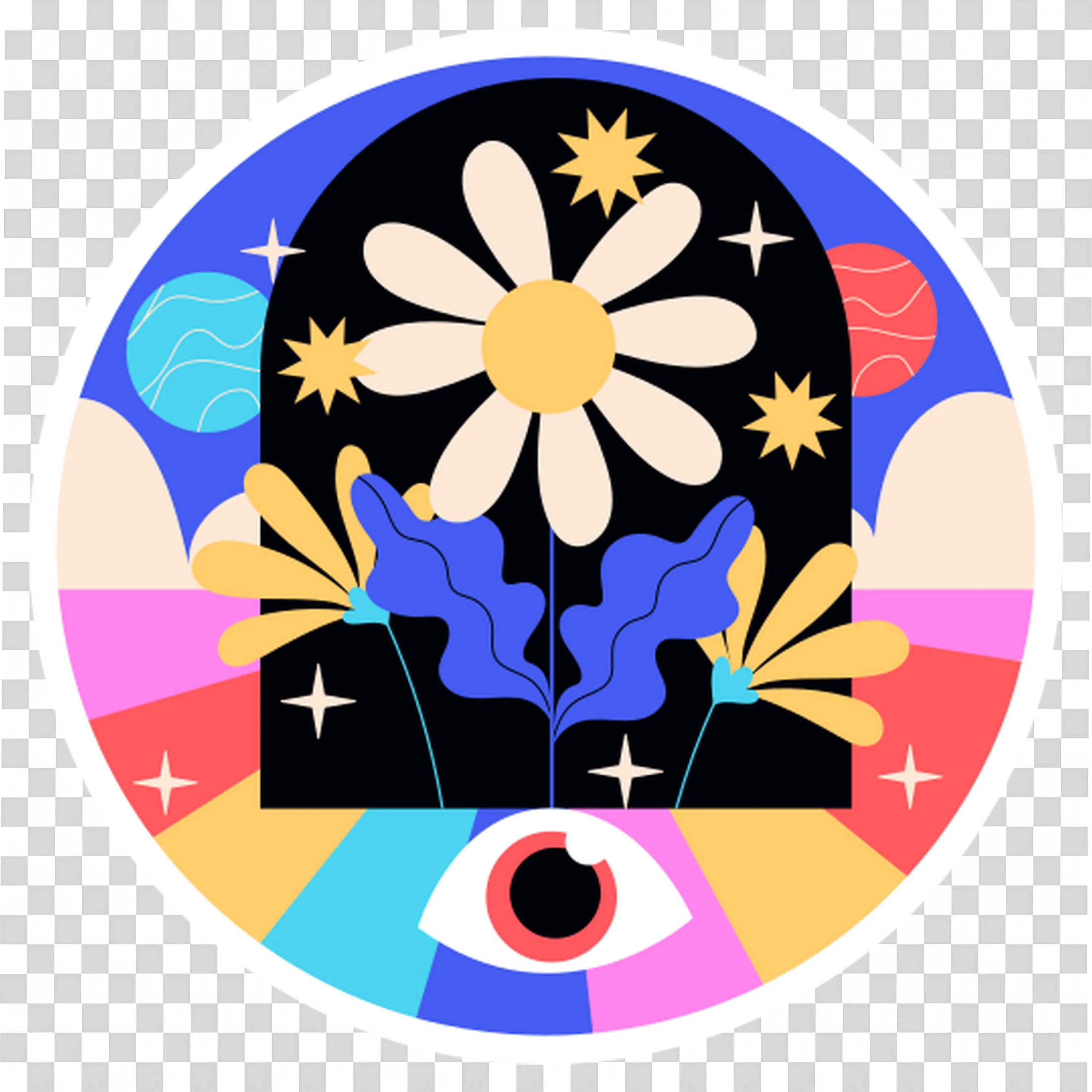 Dark Floral Illustration with Mystical Abstract Art