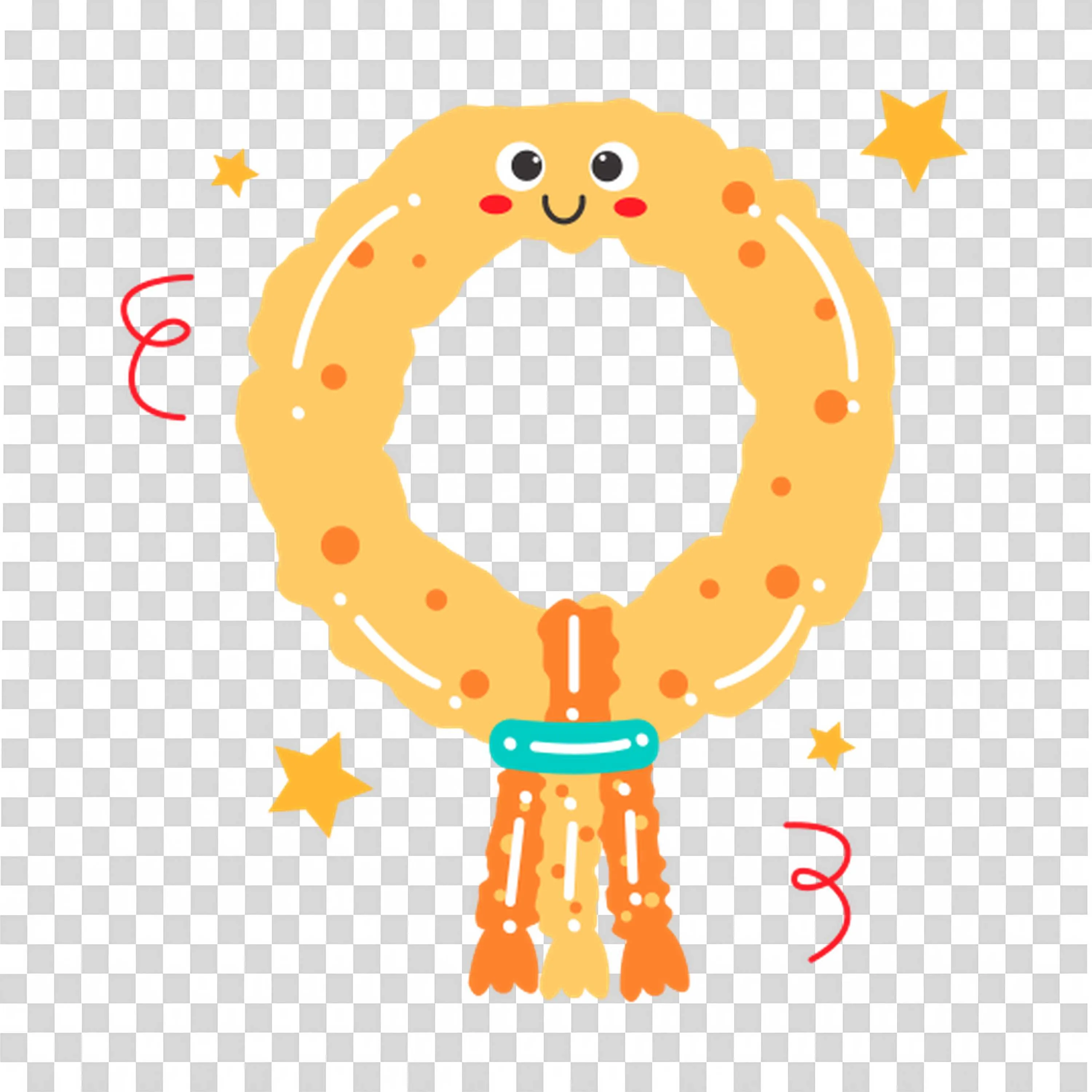 Decorative Yellow Floral Wreath with Cute Accents PNG