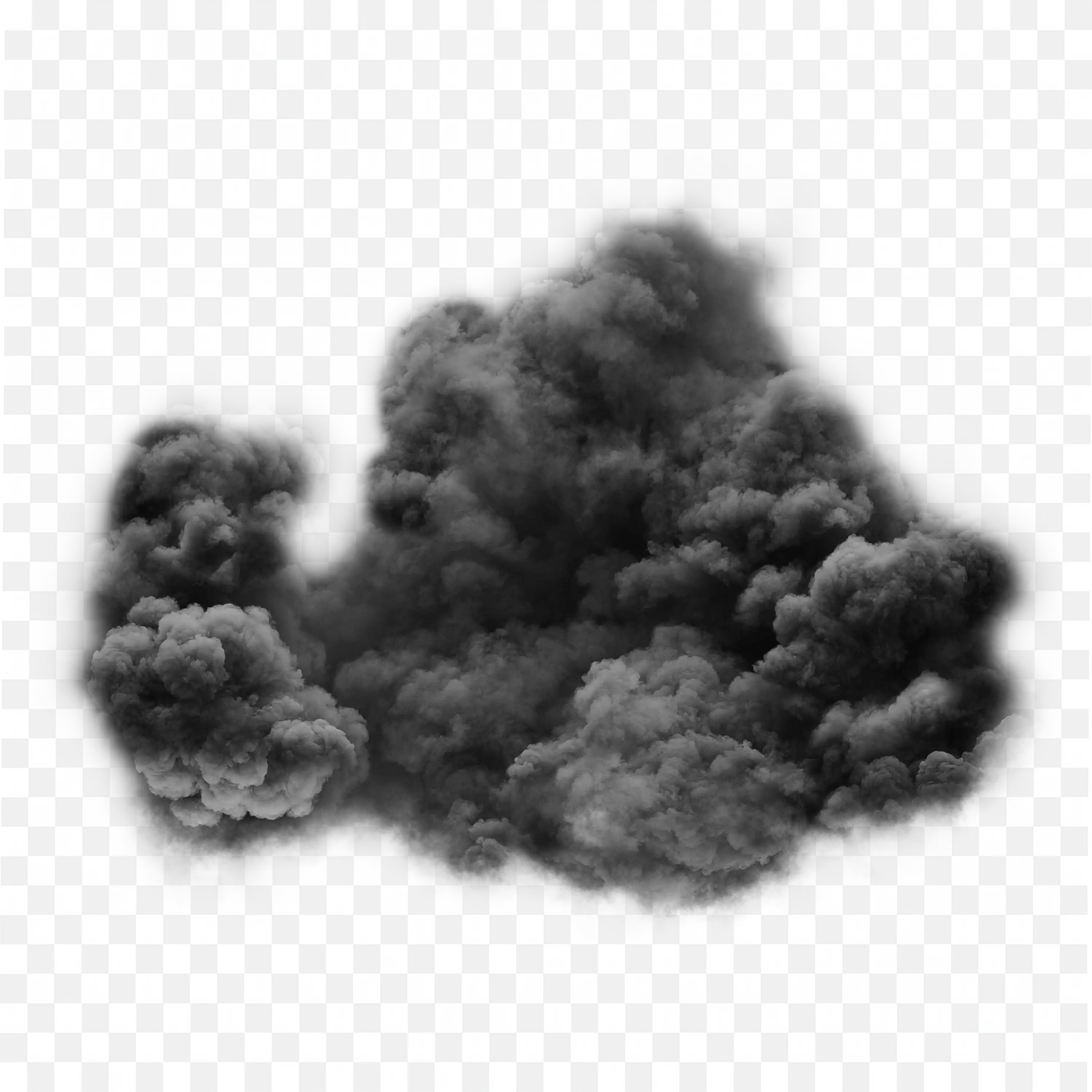 Dense Dark Smoke Cloud Horizontal Spread Transparent