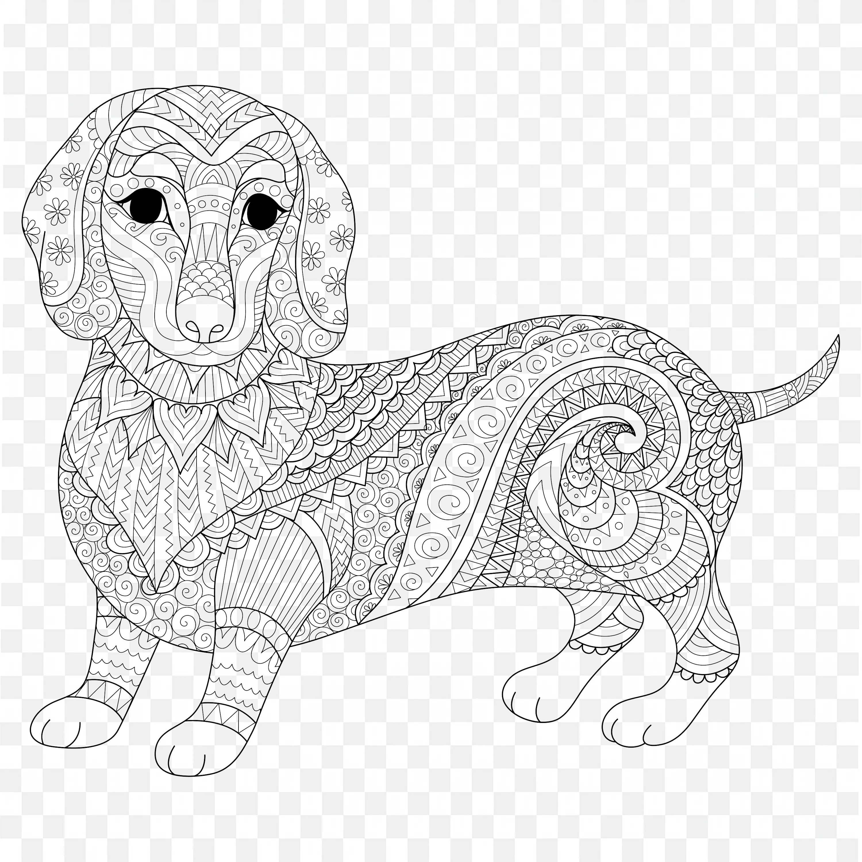 Dog Drawing PNG Line Art Cute Animal Pet Design Illustration