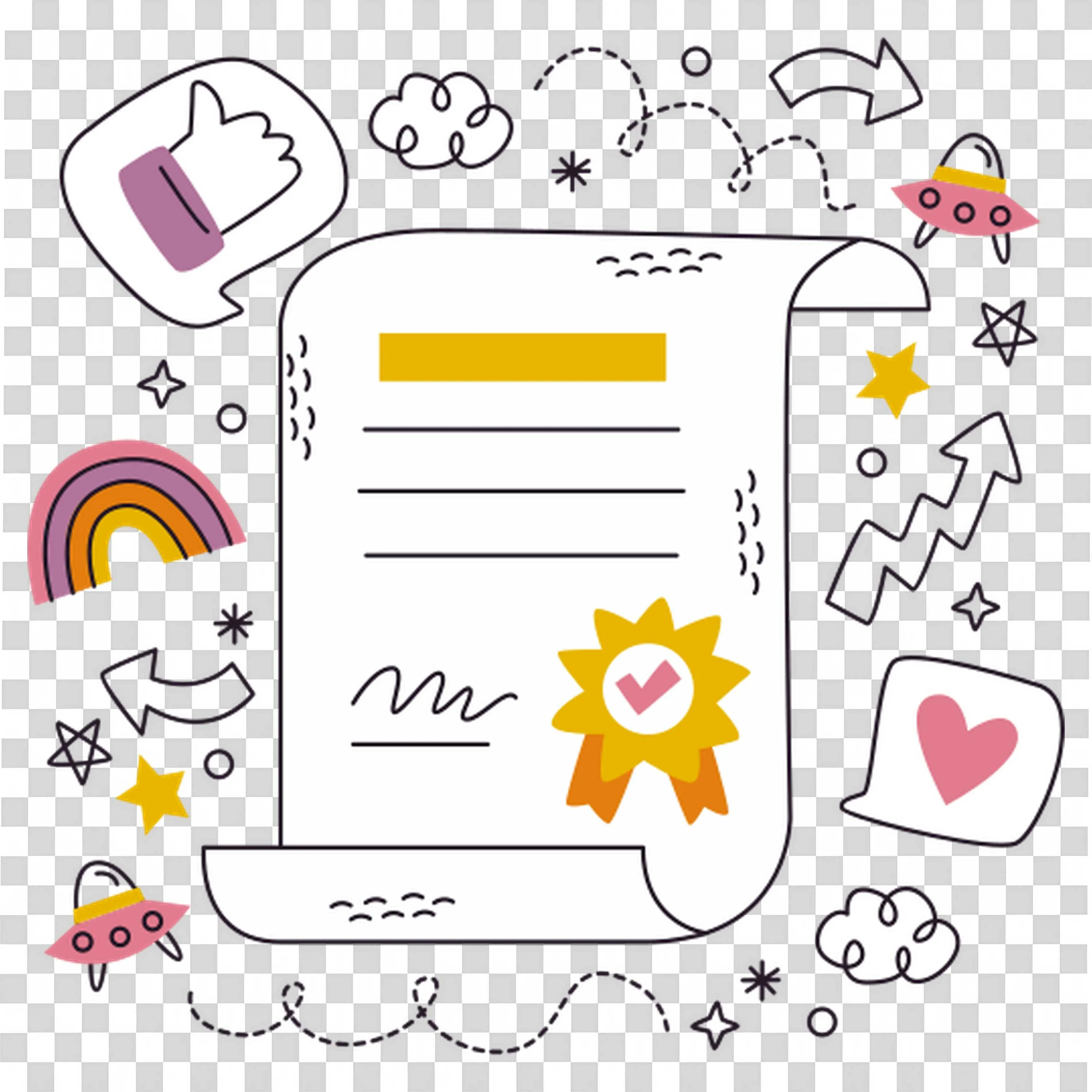 Doodle Page with Stars RAInbow Sun and Hearts for Kids