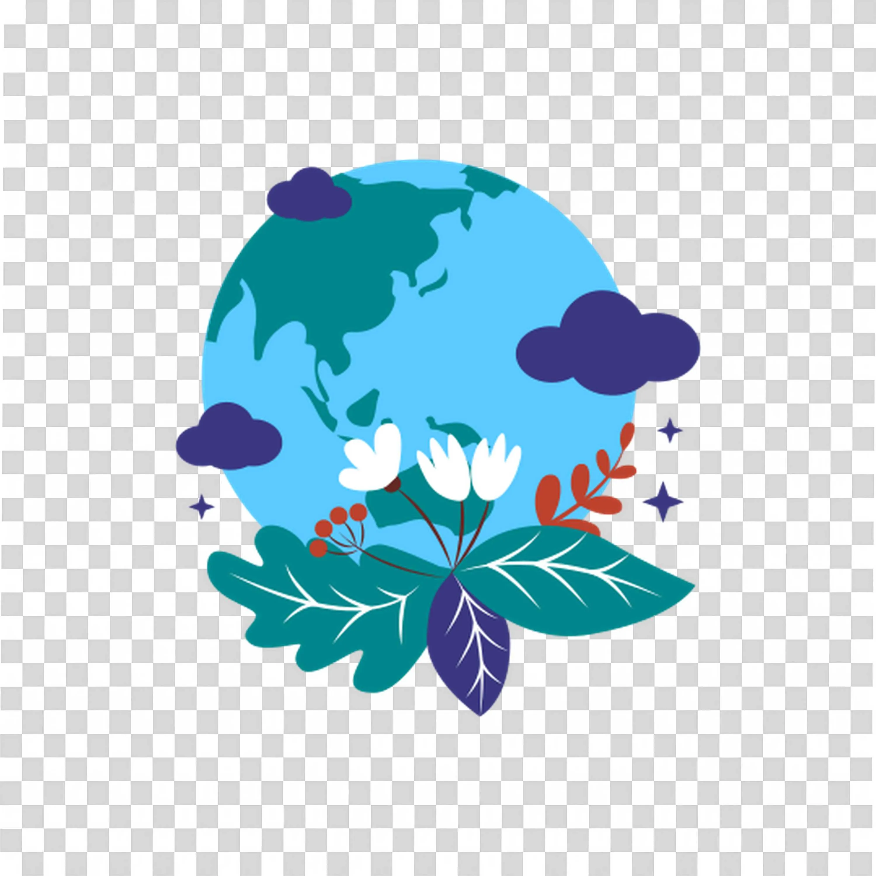 Earth Surrounded By Flowers To Promote Global Peace