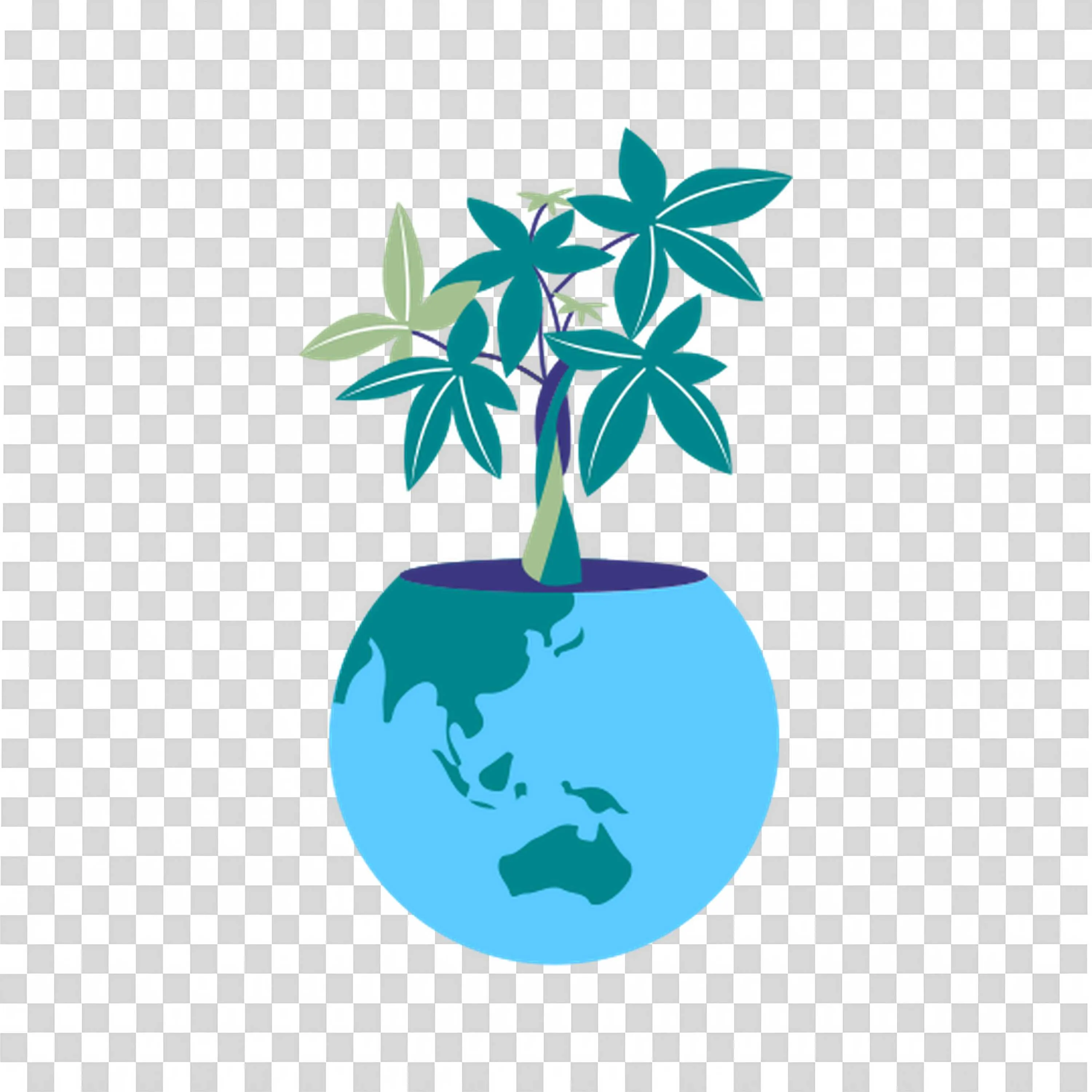 Earth with Plant Promotes Global Green Living PNGImage