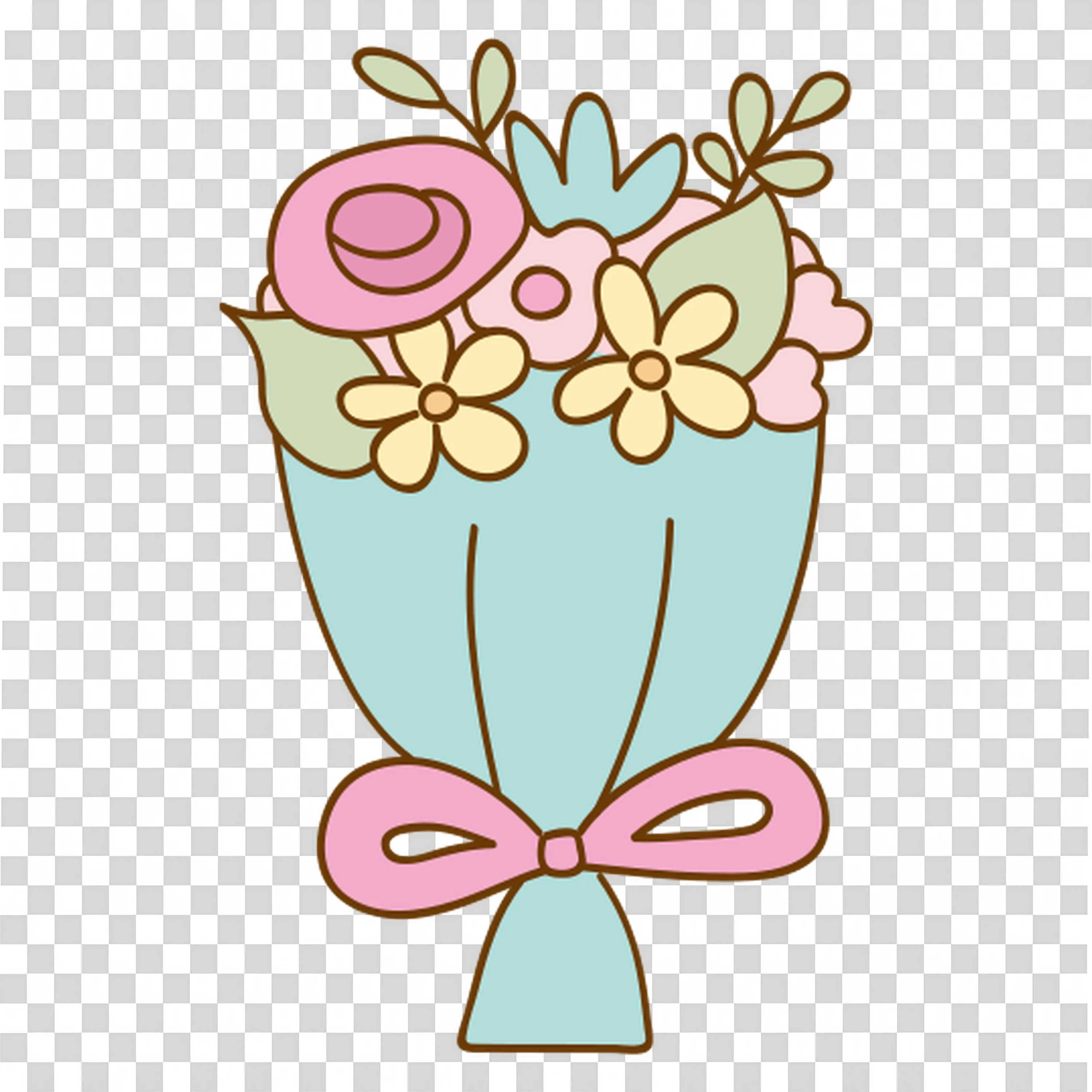 Elegant Hand-Tied Flower Bouquet Illustration PNGImage