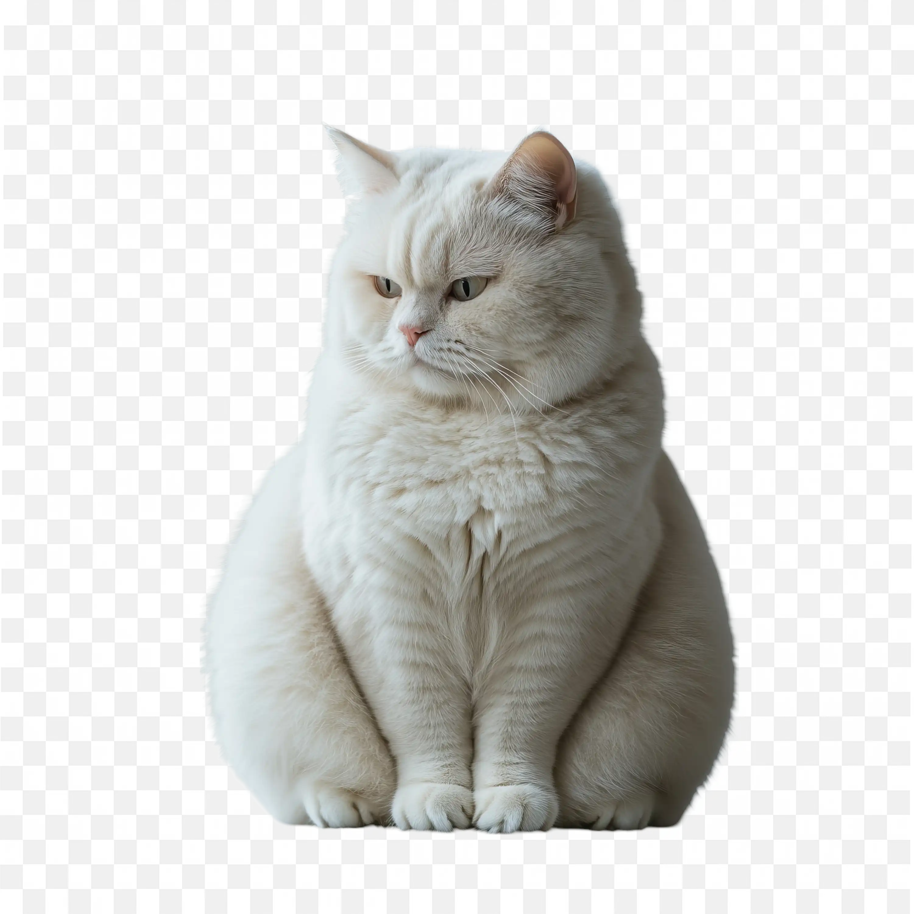 Elegant White Cat Sitting in Profile View PNG Art Download