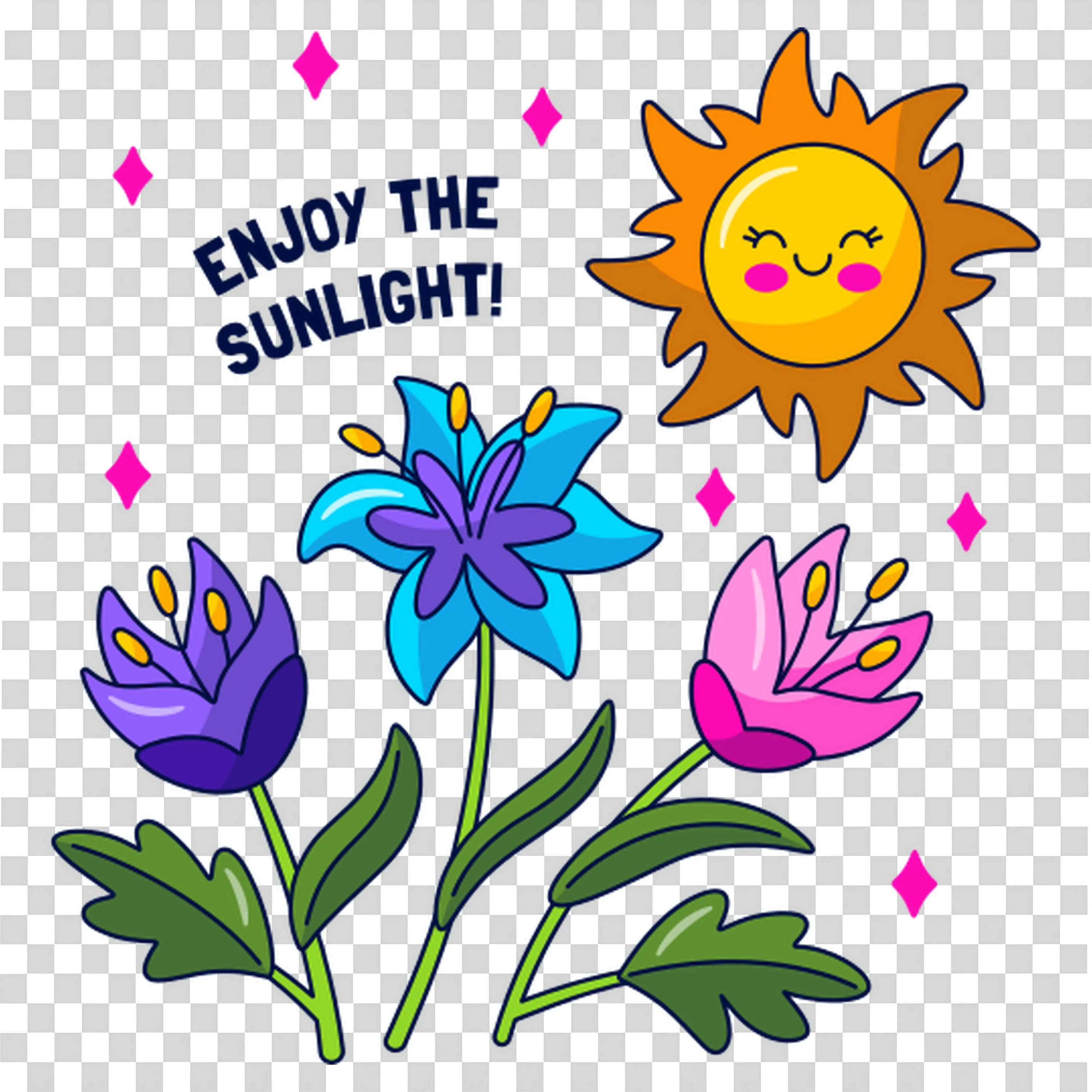 Enjoy the Sunlight with Colorful Flowers PNGImage