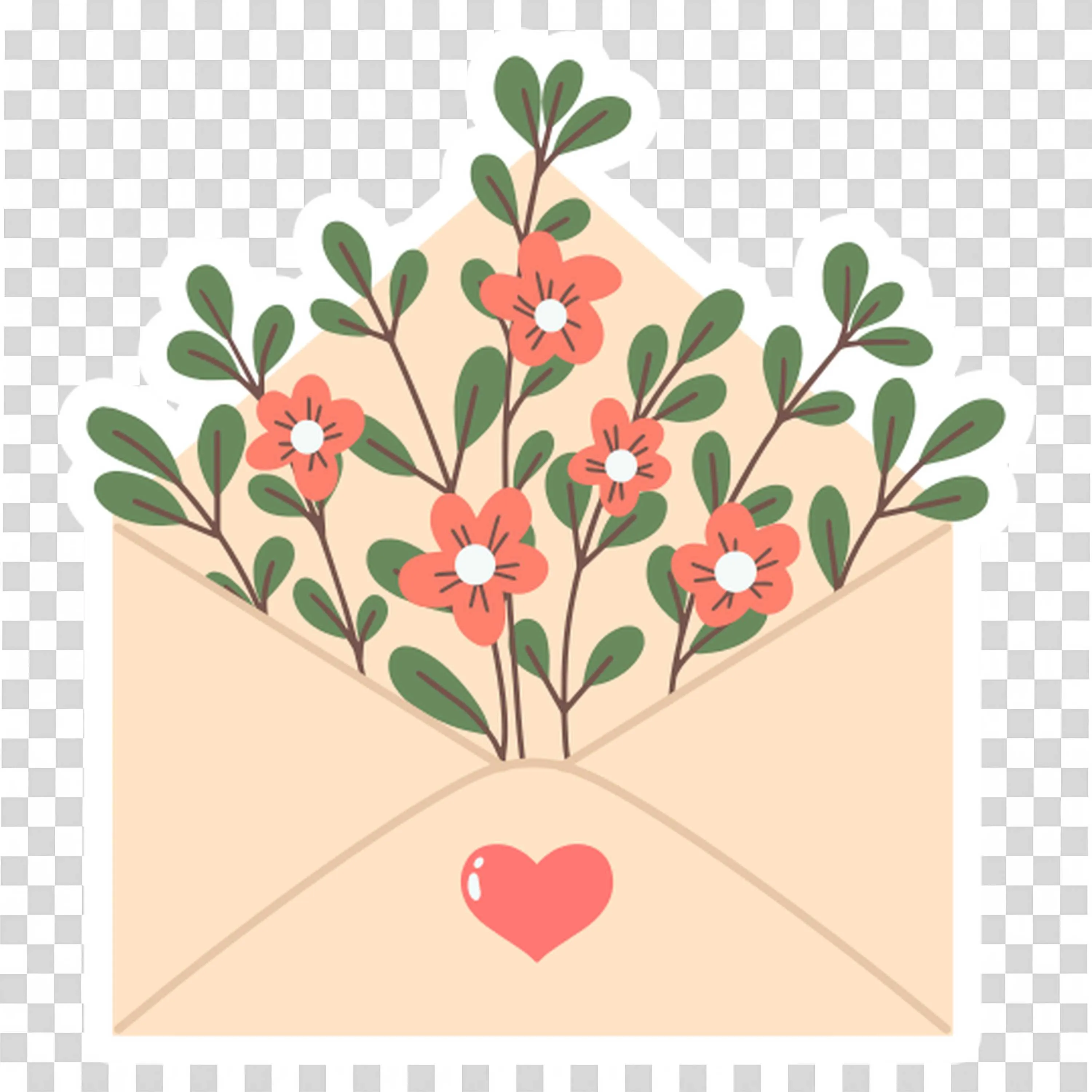 Envelope Full Of Blooming Branches Illustration PNG