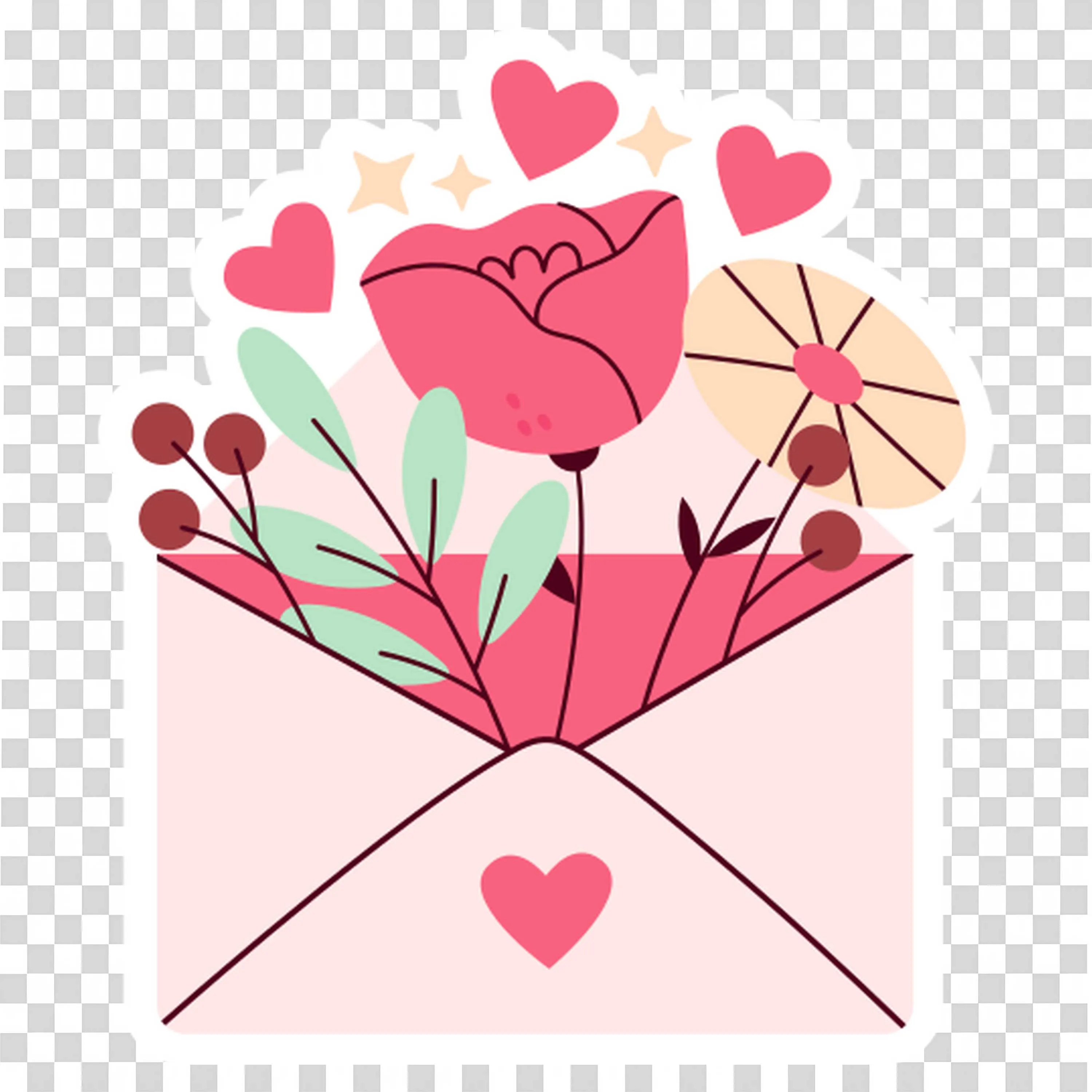 Envelope with Floral Bouquet For Creative Love Letters