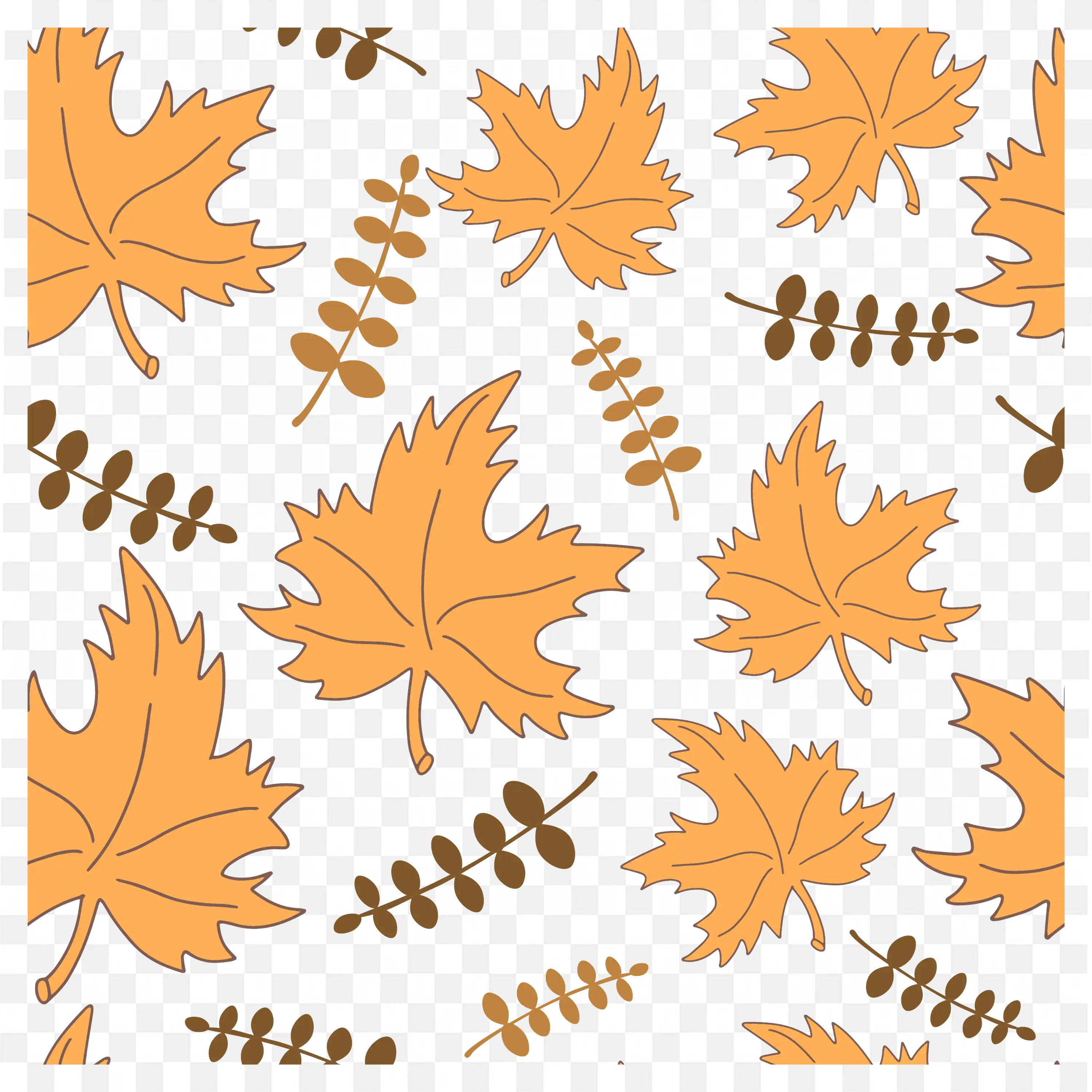 Falling Autumn Leaves Pattern Seamless Nature PNG Art