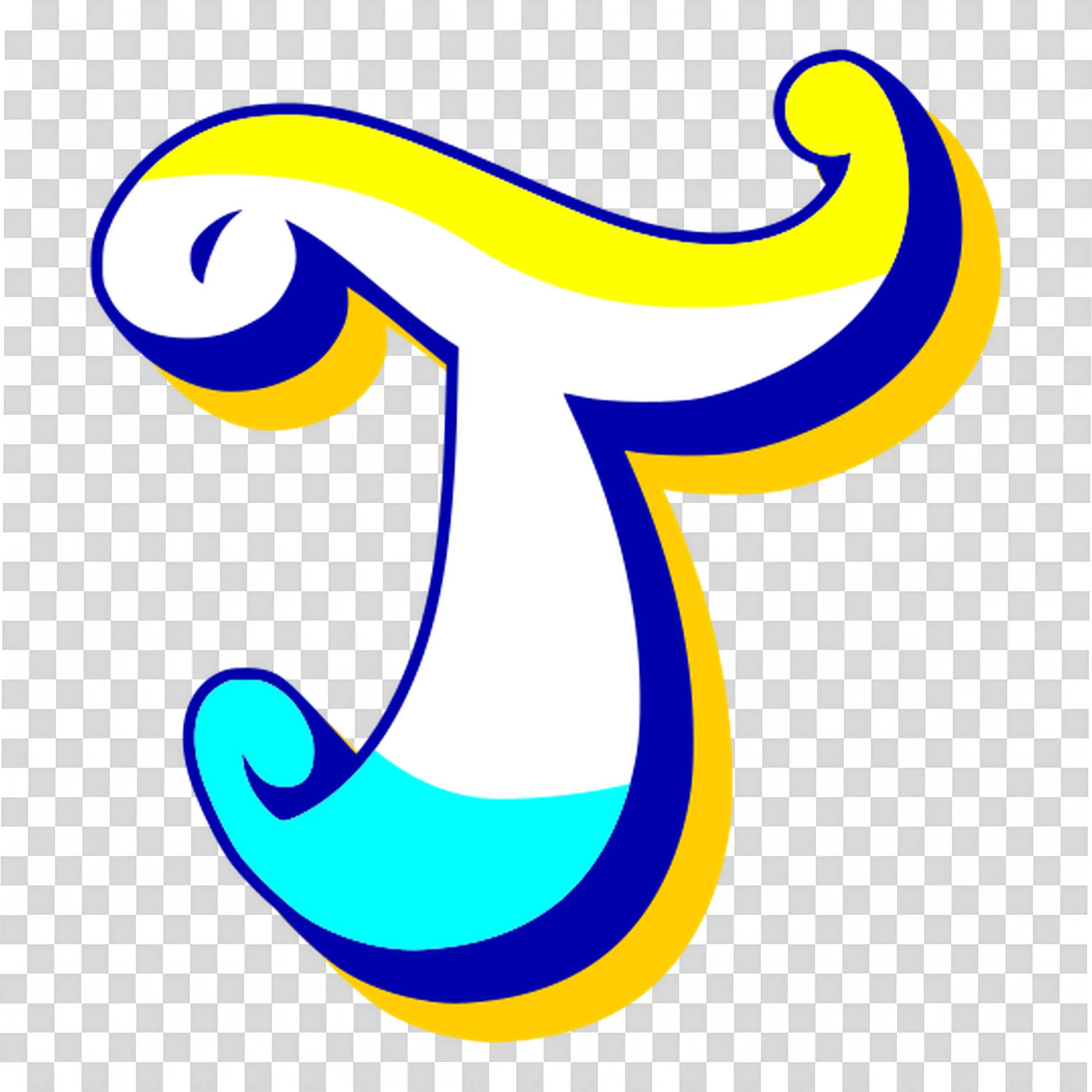 Fancy Blue and Pink Handwritten Style Letter T Design