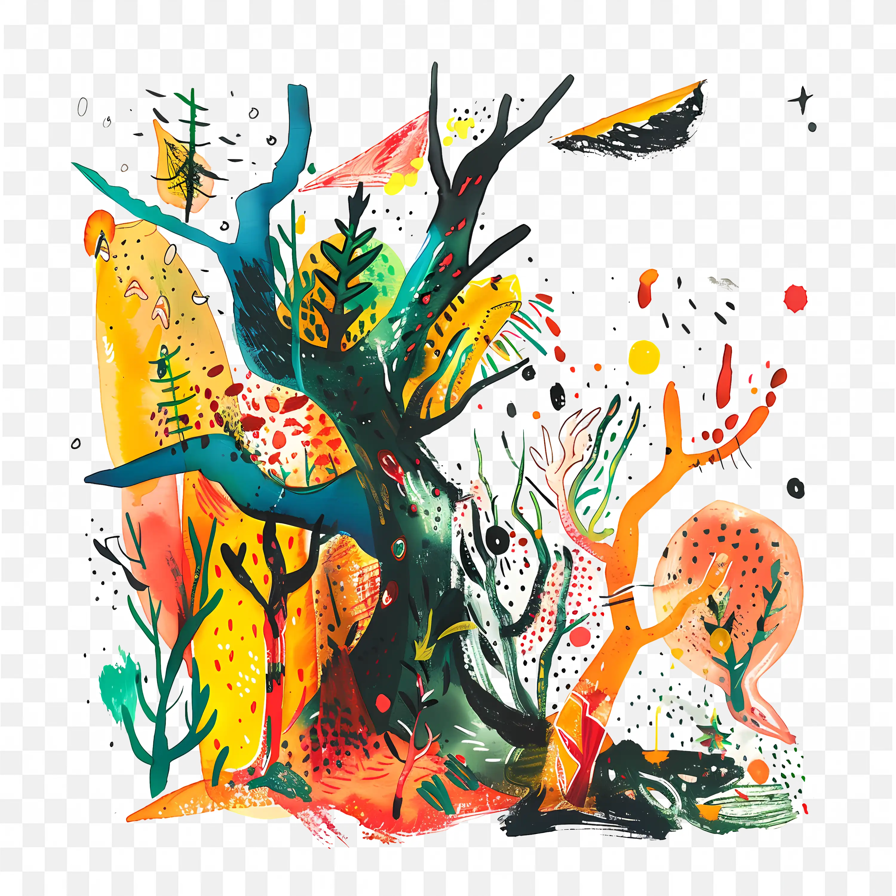 Fantasy Tree PNG Nature Clip Art Colorful Surreal Design