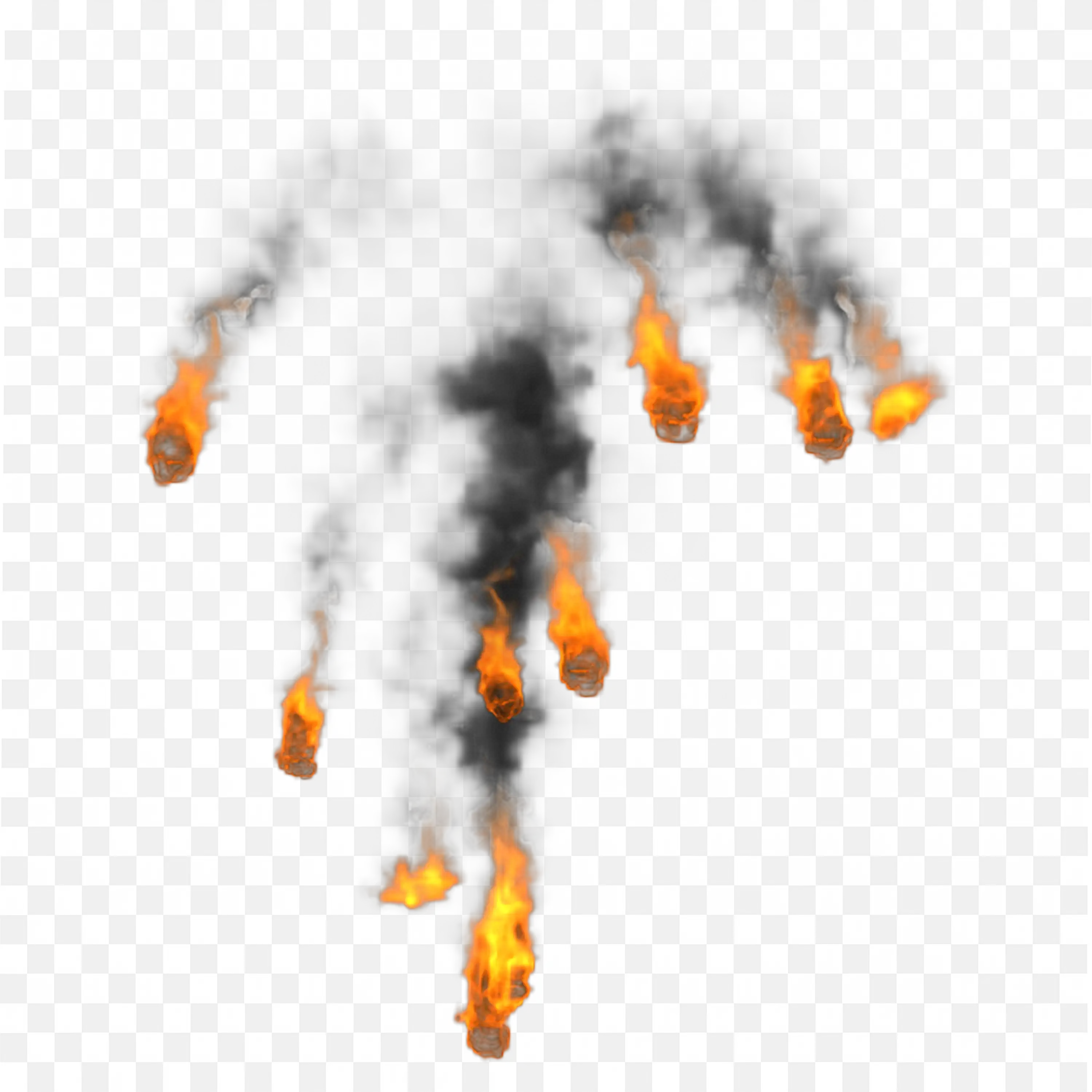 Fire and Smoke Falling from Above Transparent Effect PNG