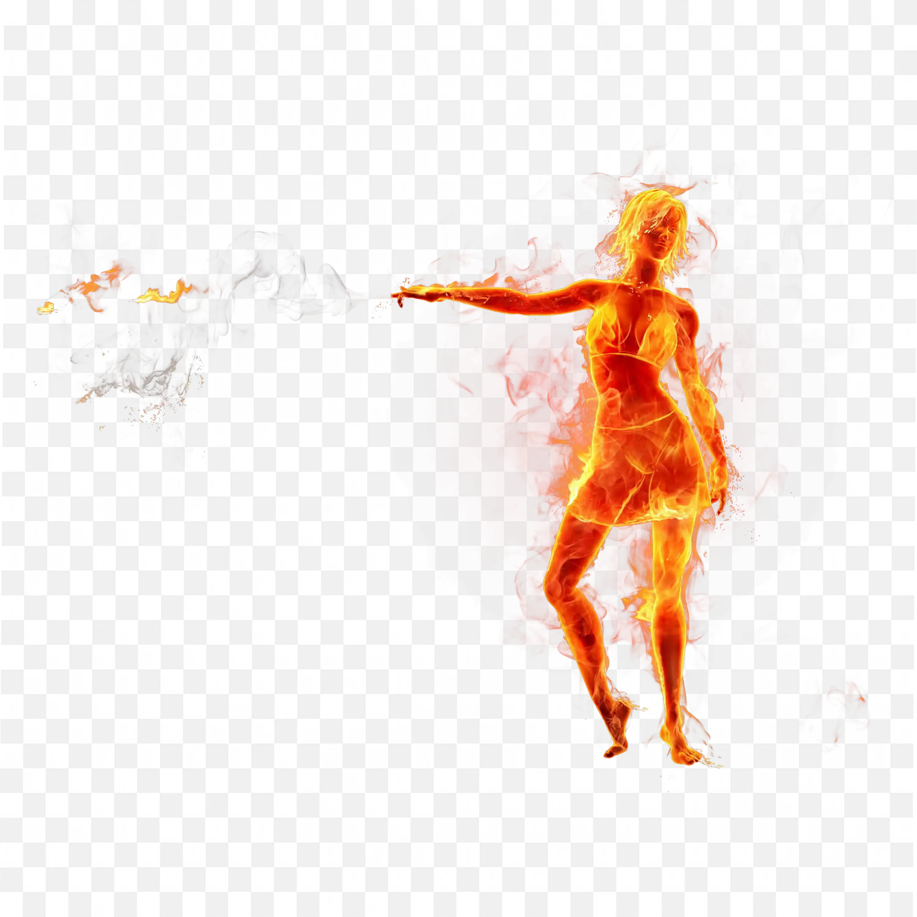 Fire Woman Illustration Fiery Female Figure Digital Art PNG