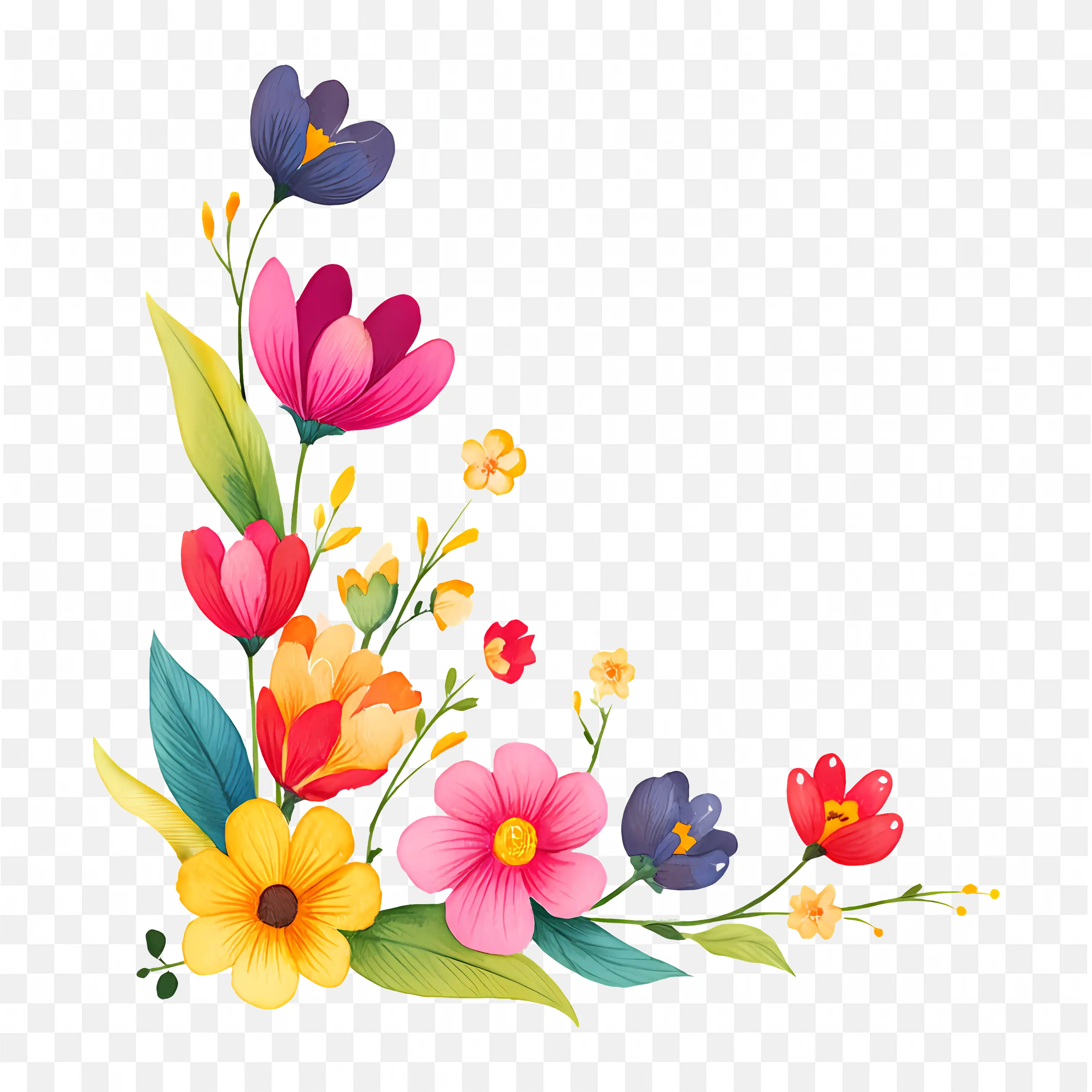 Floral Border PNG Nature Corner Flower Clipart Art Design