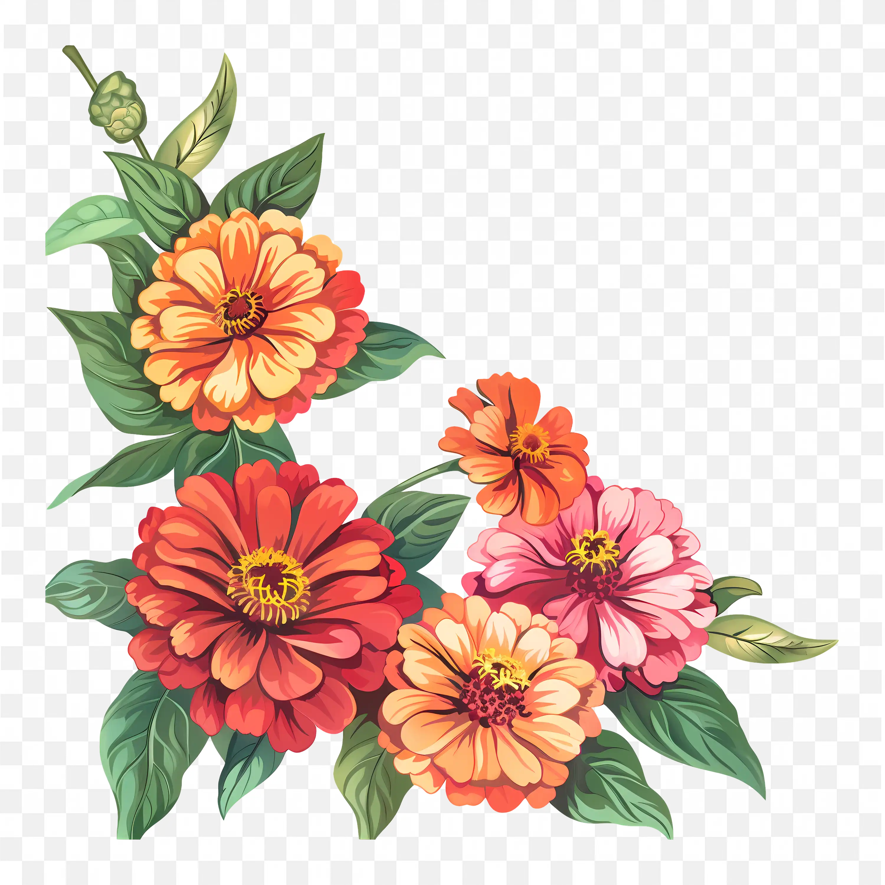 Floral Branch PNG Nature Clip Art Pink Red Bloom Stems