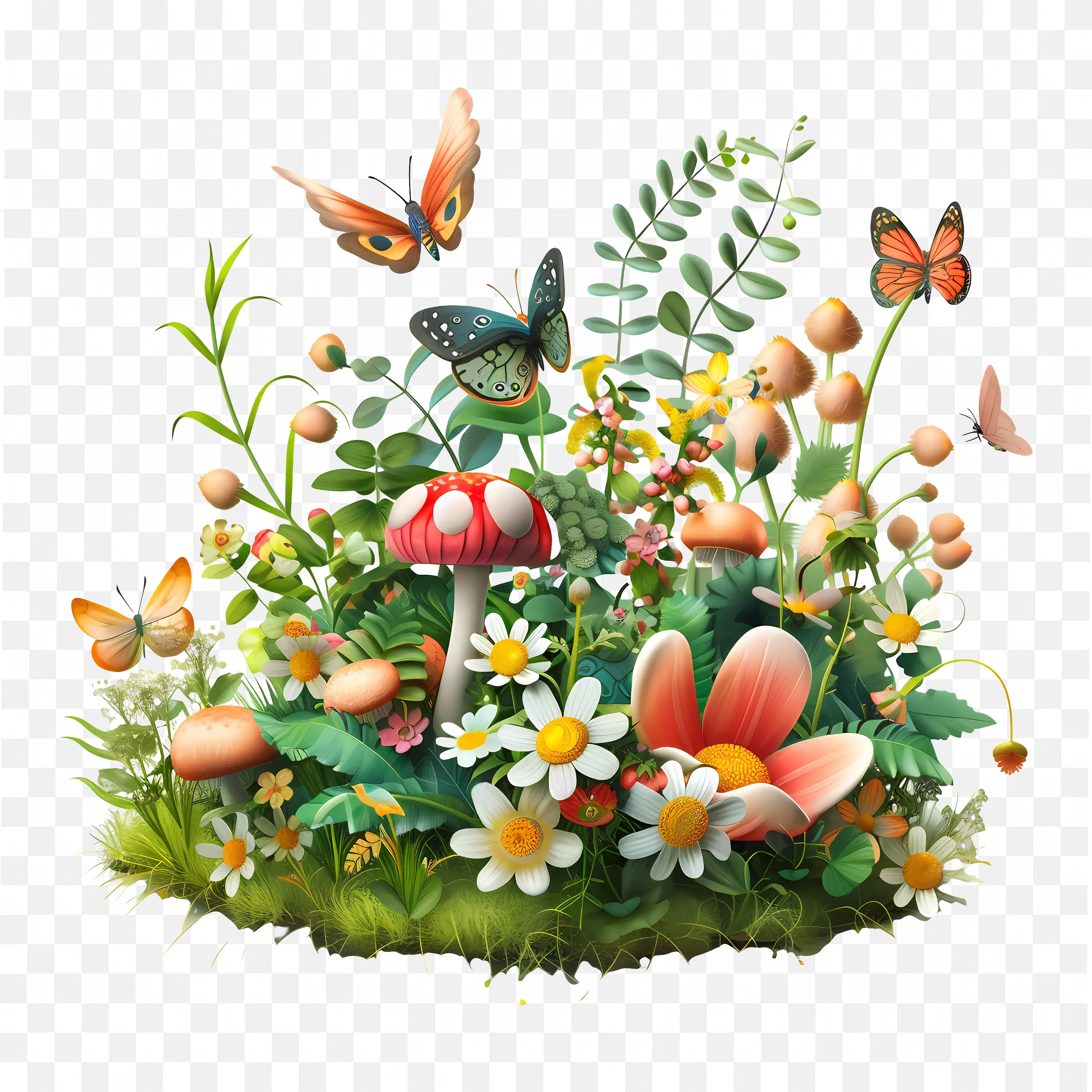 Floral Garden PNG Nature Scene Bloom Clip Art Design View
