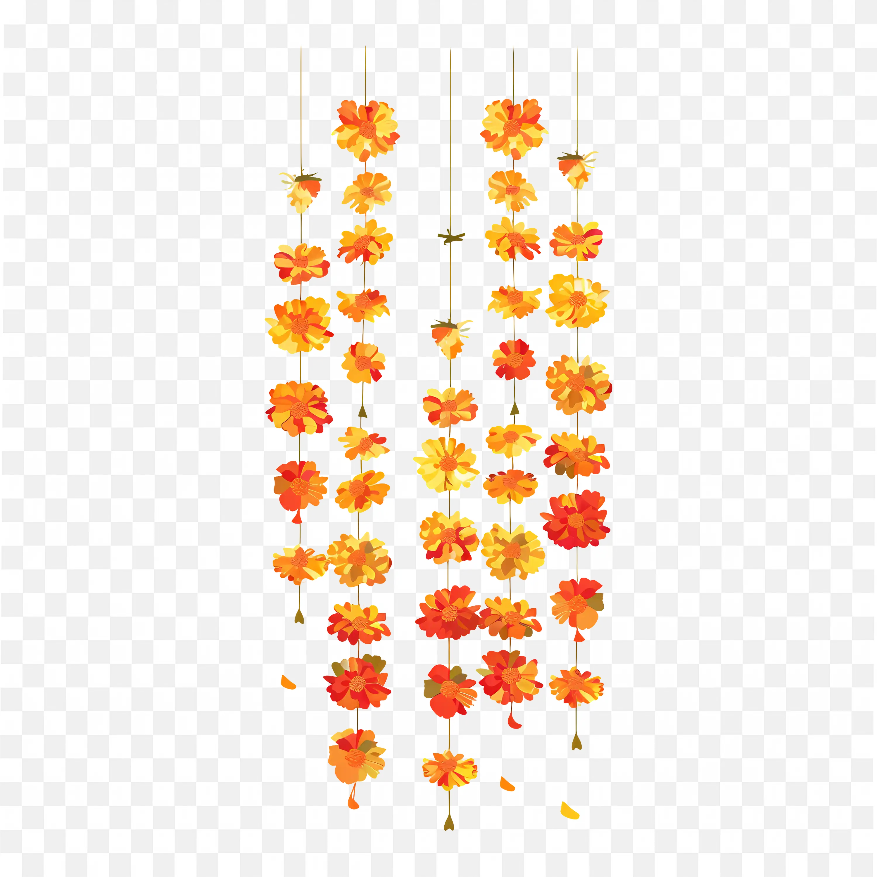 Floral Garland PNG Orange Flower Hanging Decoration Clip