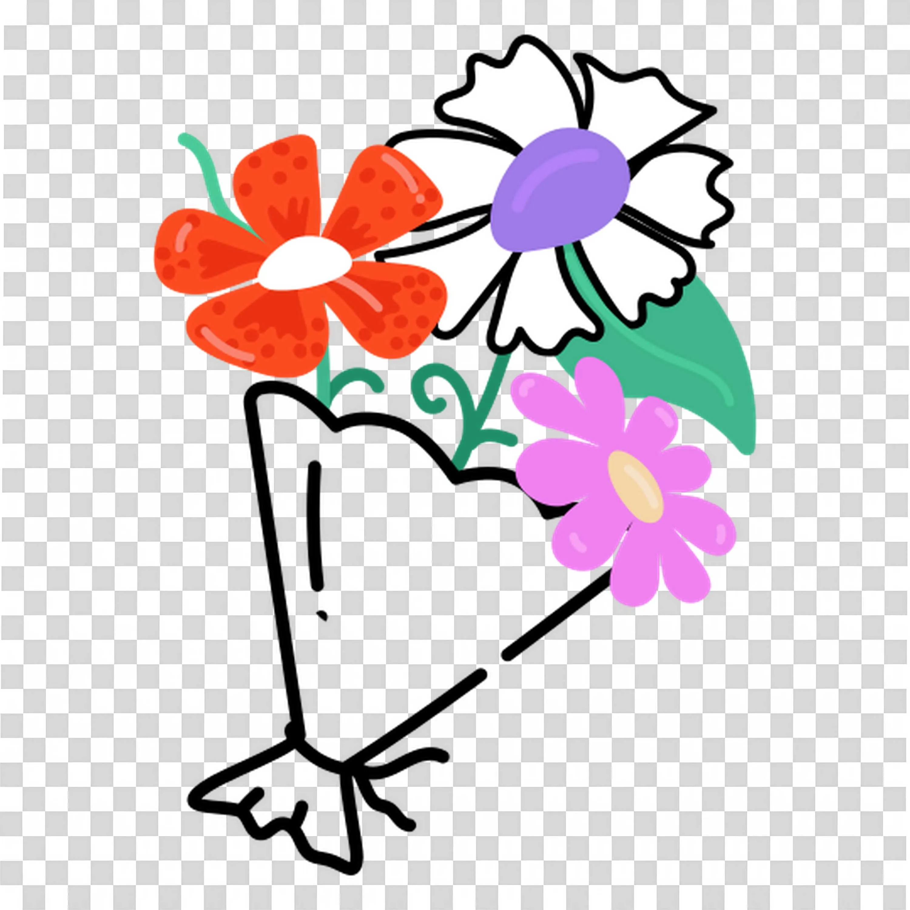 Flower Bouquet Outlined in Soft Tones PNGDownload