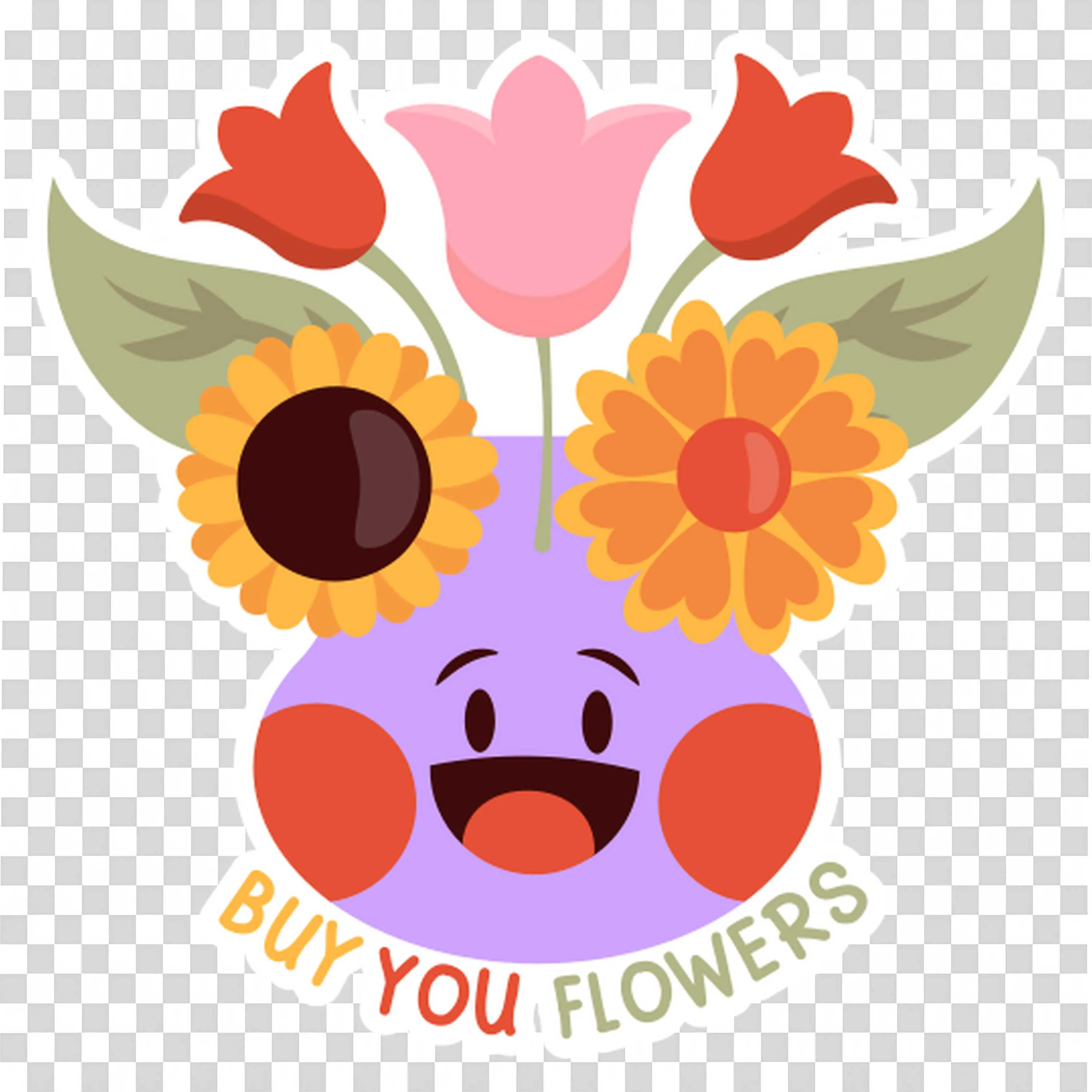 Flower Face with Sunflowers and Tulips Text Buy Now