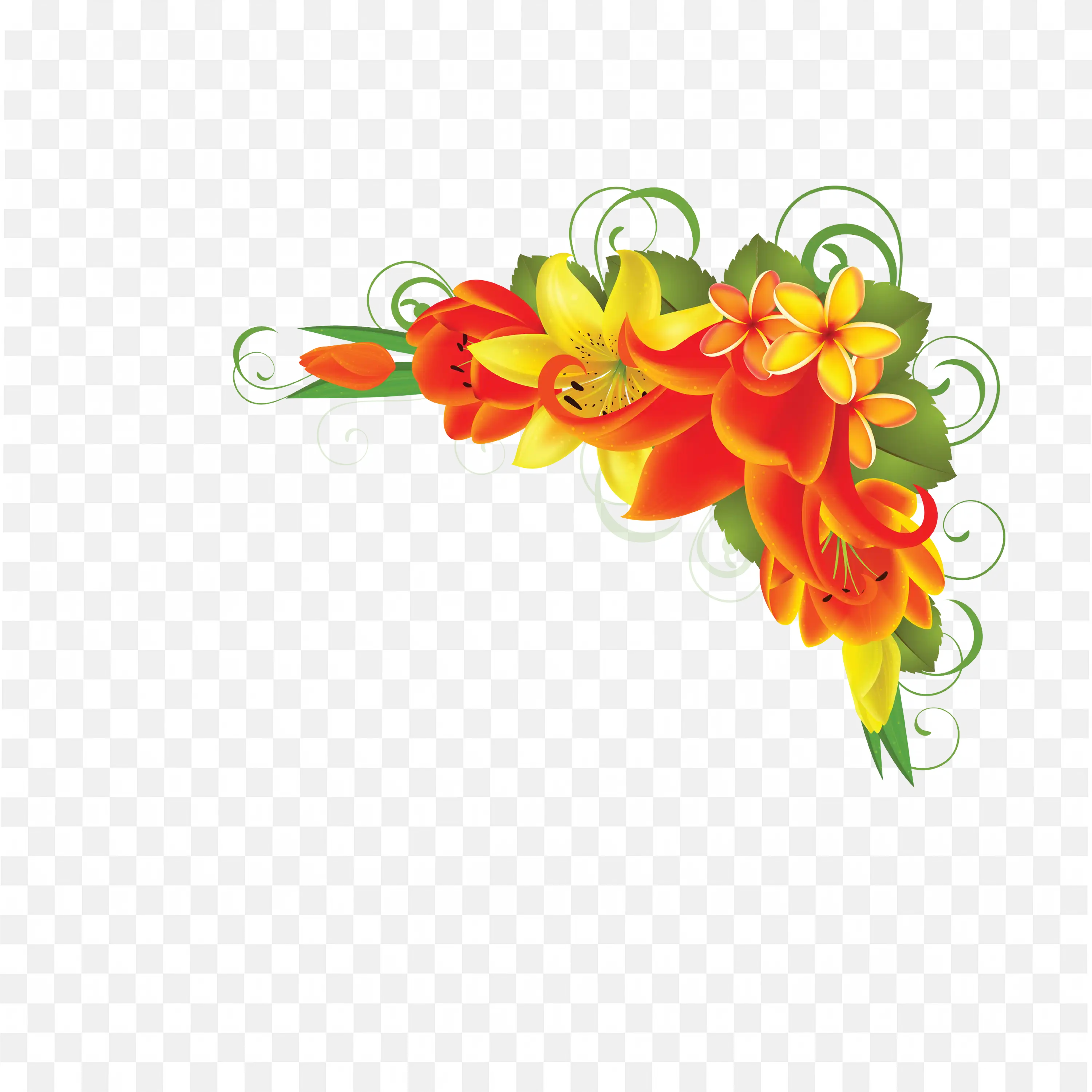 Flower Garland PNG Tropical Orange and Yellow Floral Clip